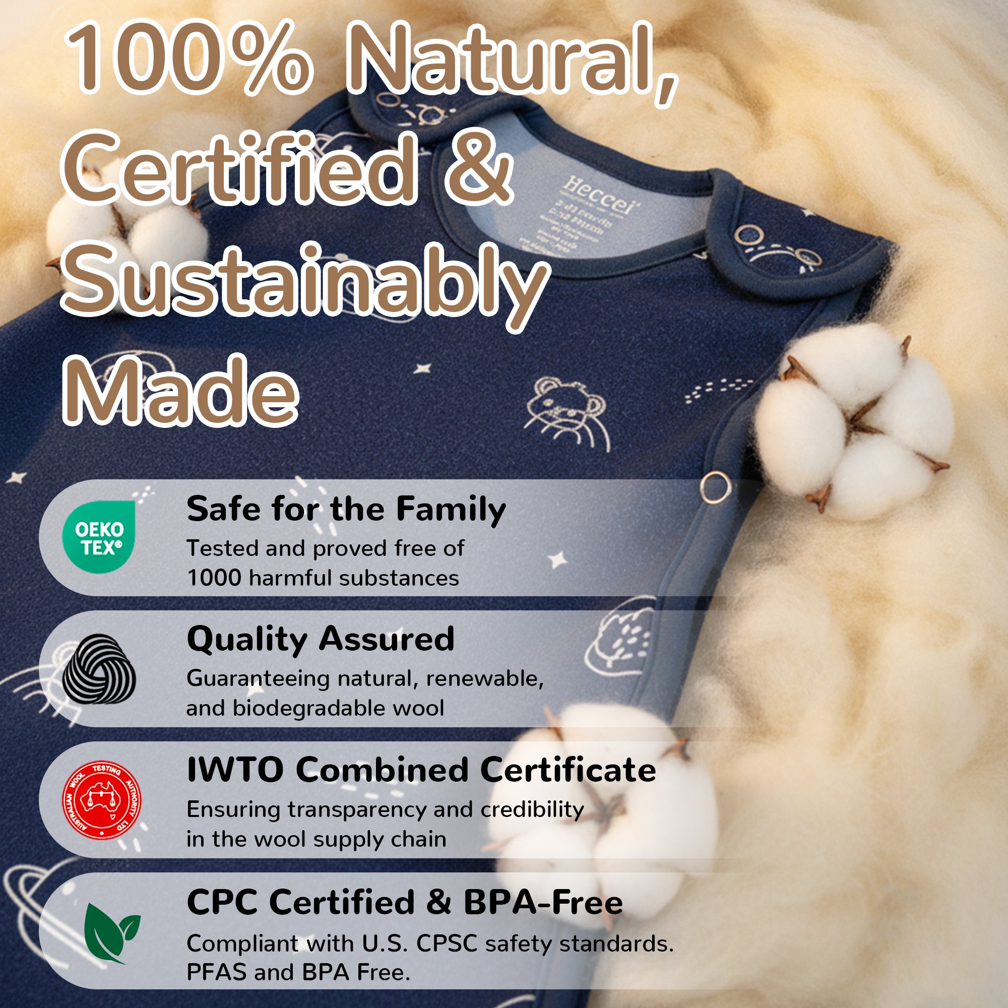 All-Season Merino Sleep sack - Cosmos Blue