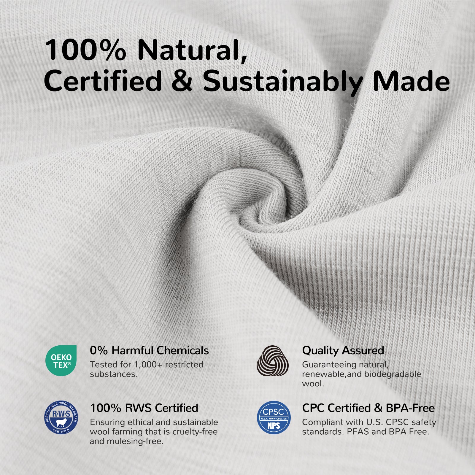 All-Season Merino Sleep sack - Snackyphant Grey