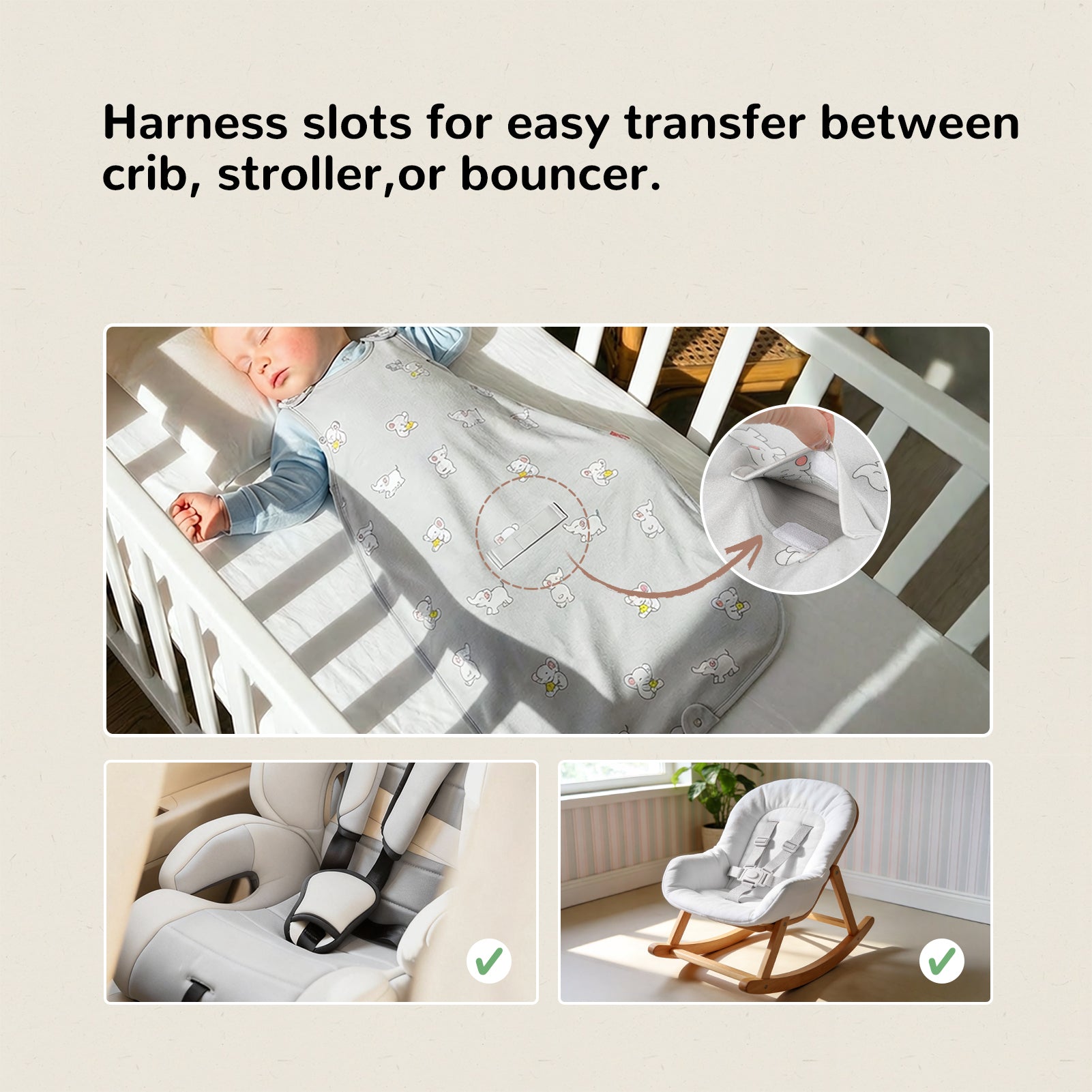 All-Season Merino Sleep sack - Snackyphant Grey