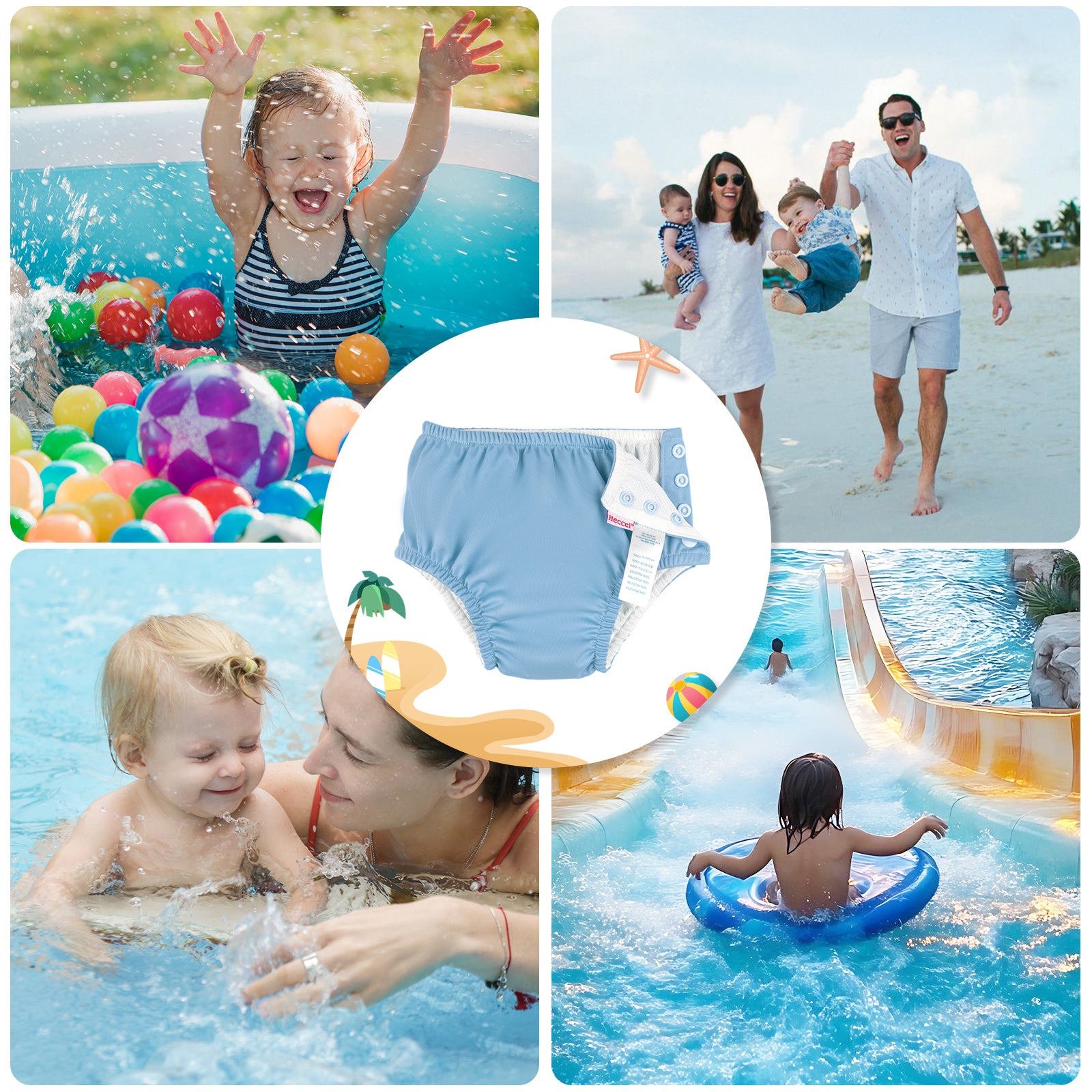 Reusable Swim Diaper (5 Sizes) - Blue