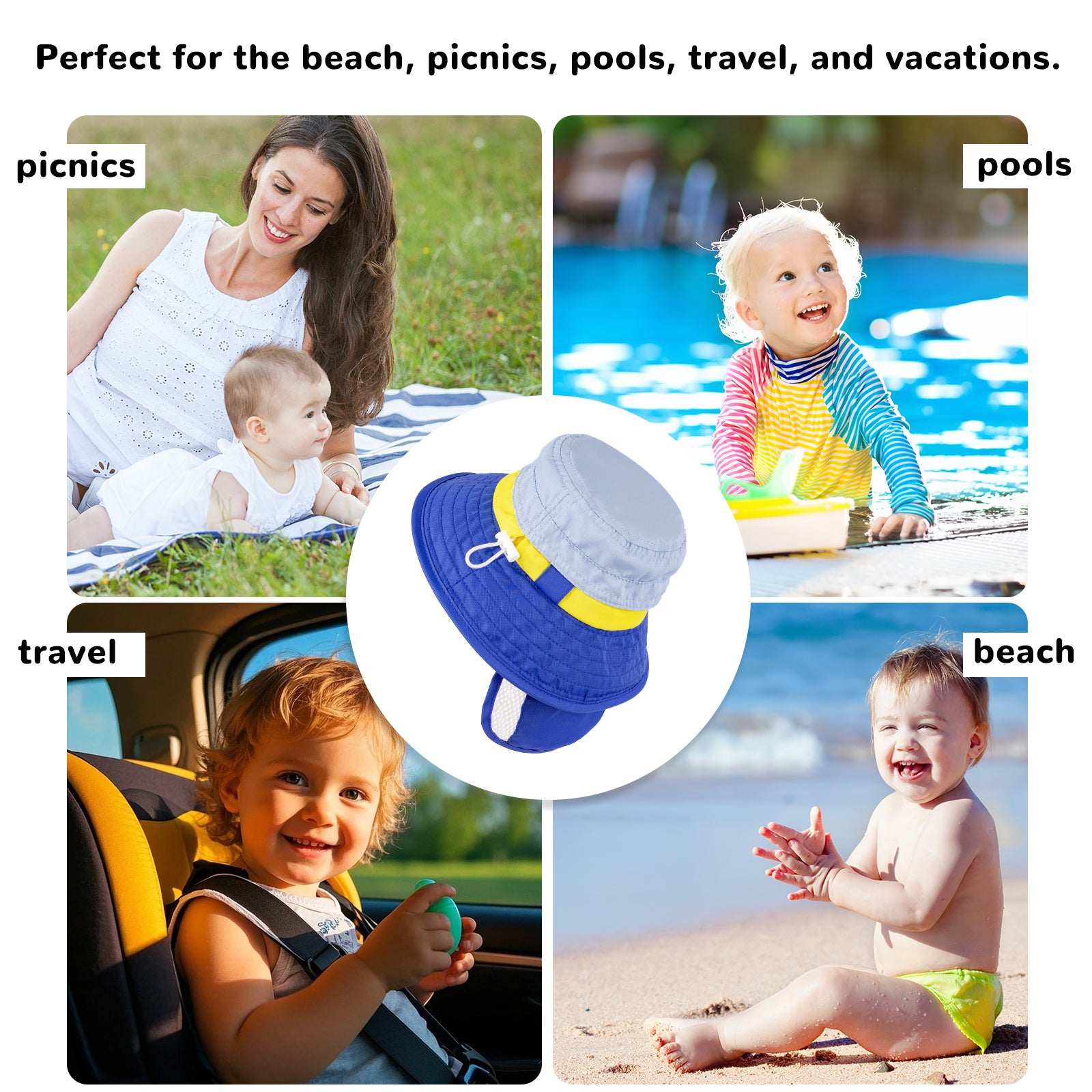 SkyCandy Sun Hat with Neck Flap - Blue