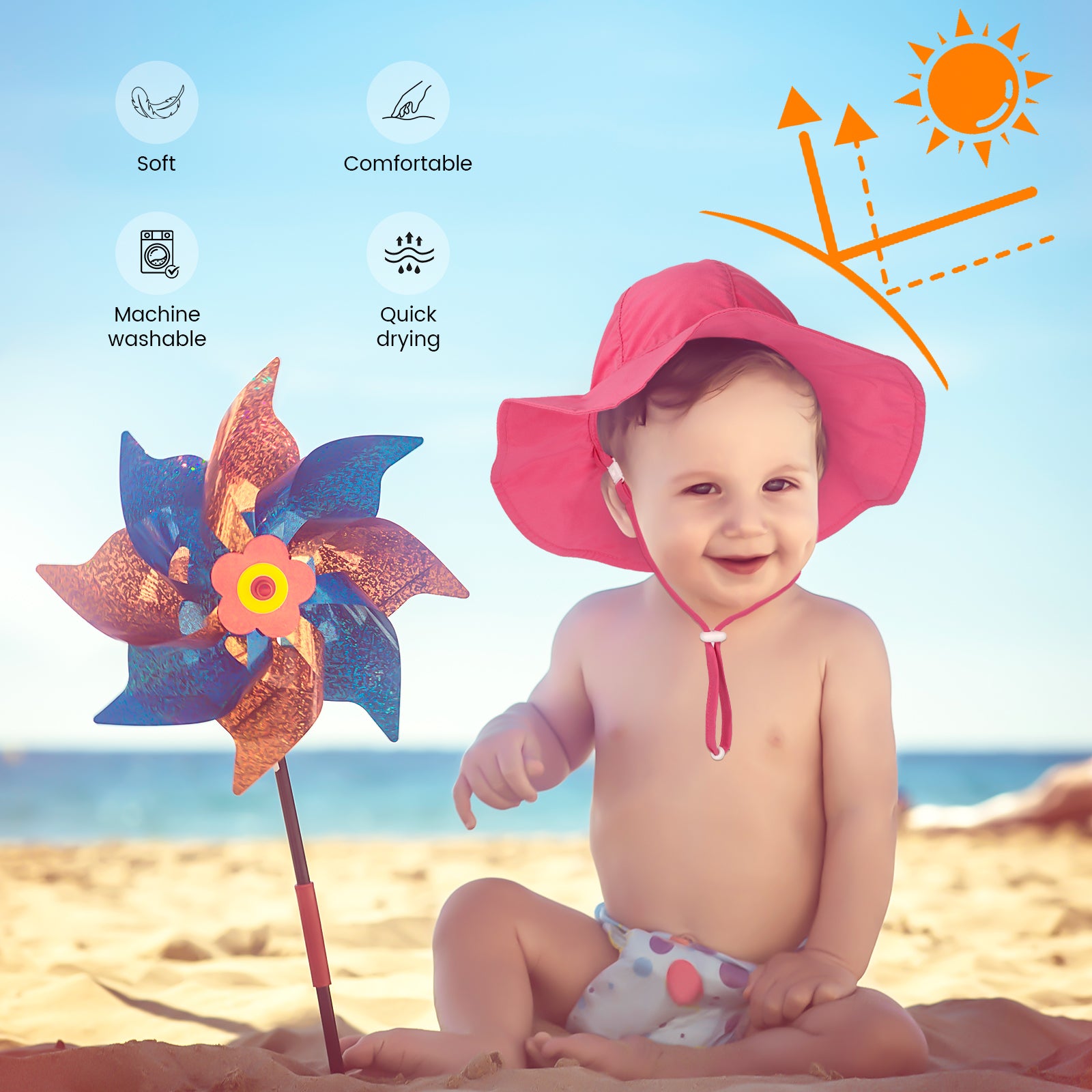 WhaleFold™ Baby Sun Hat - Pink