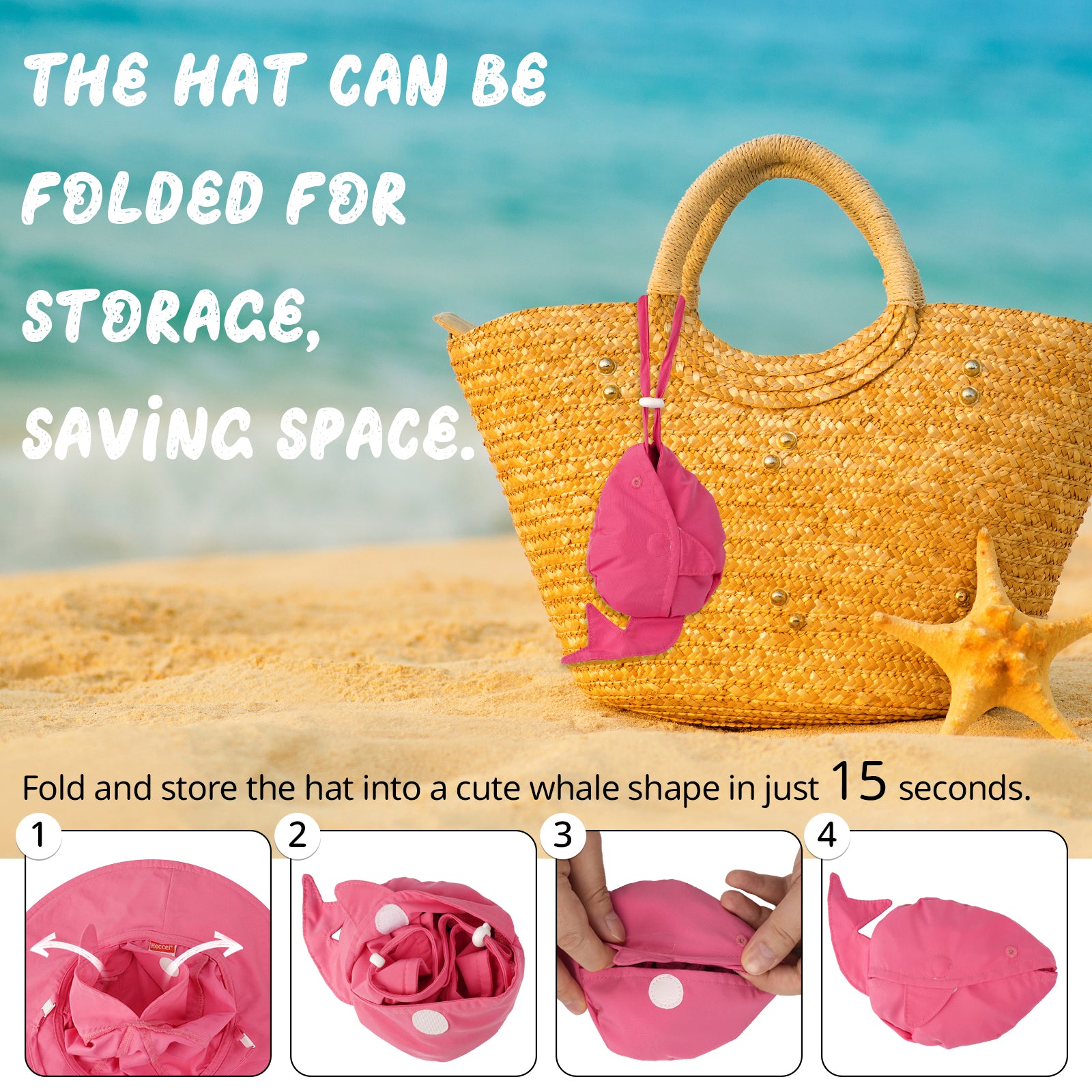WhaleFold™ Baby Sun Hat - Pink