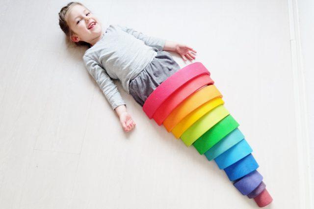 100 ideas to play the Large 12-Piece Wooden Rainbow Stacker