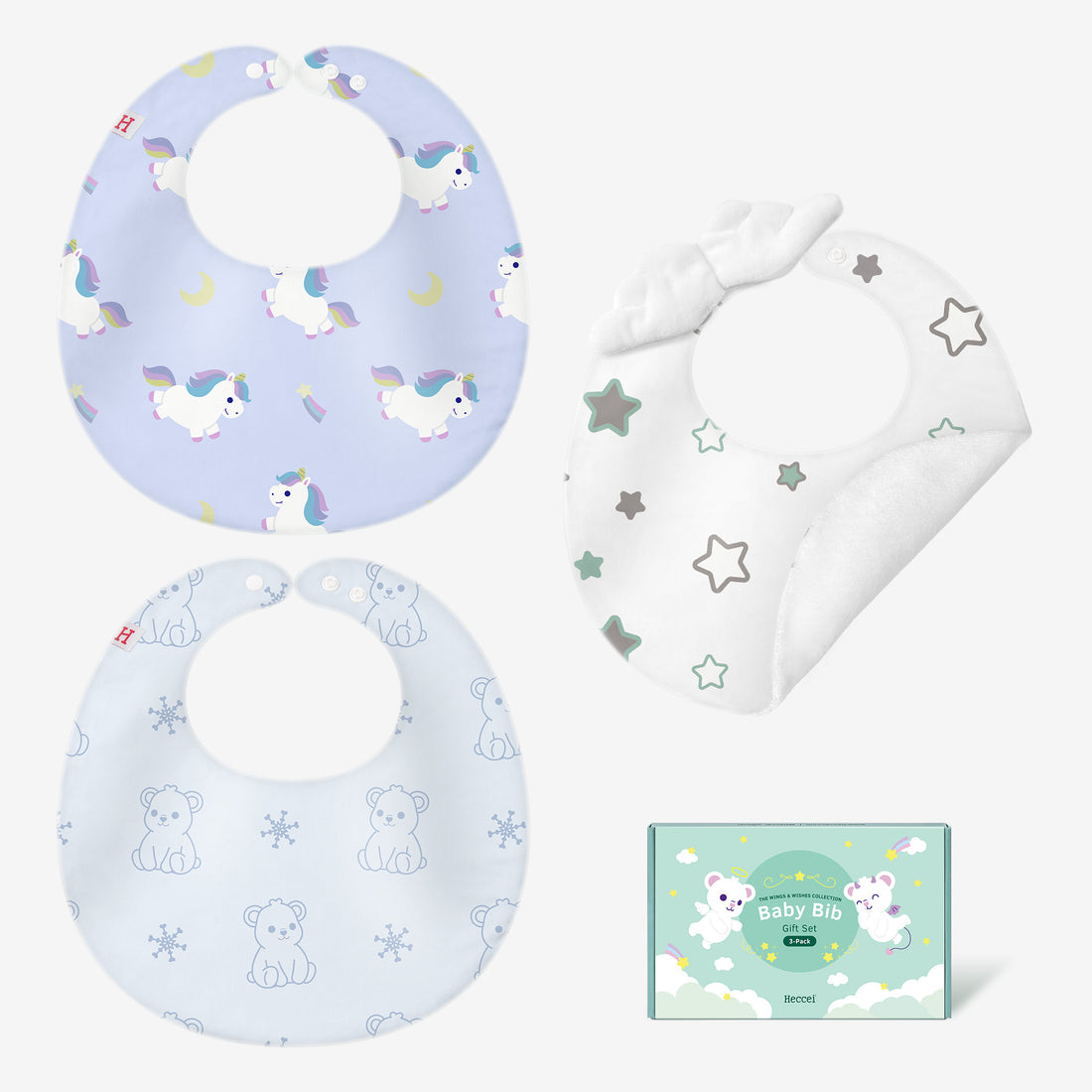 Baby Bibs 3-Pack Gift Set - Angel Wings-Hecceibear &amp; Dreamiecone