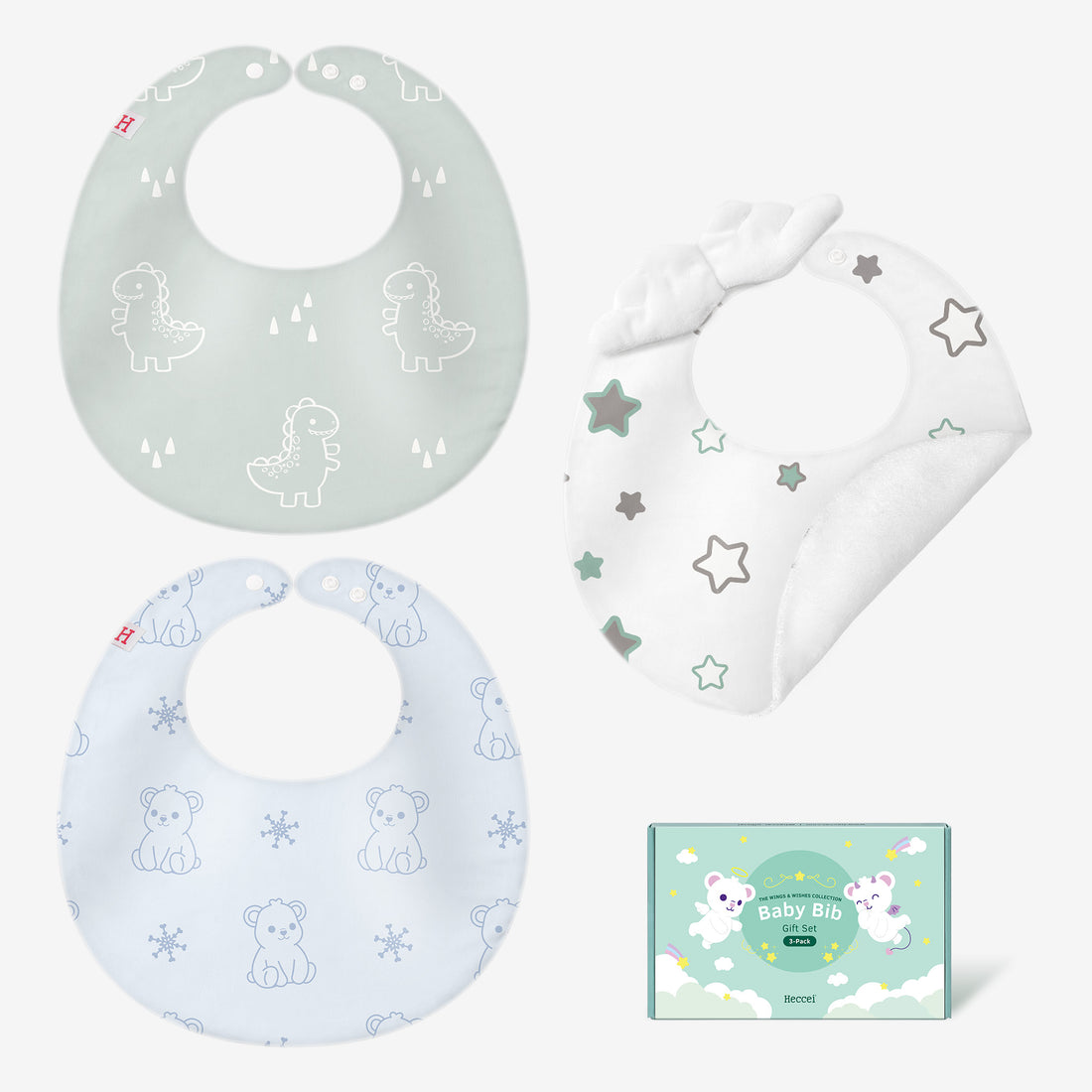 Baby Bibs 3-Pack Gift Set - Angel Wings-Hecceibear &amp; Pottyrex