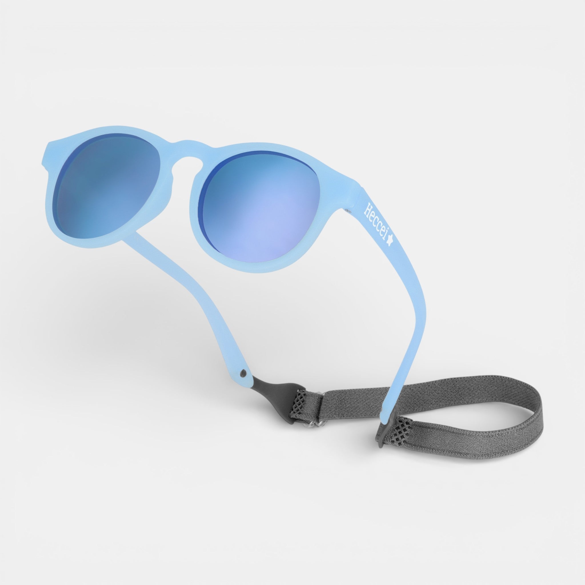 Mambobaby Pebble ColorShift™ Mirrored Blue Frame baby sunglasses with UV400 protection, shatter-resistant lenses, and flexibl