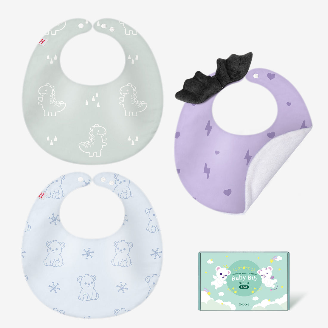 Baby Bibs 3-Pack Gift Set - Little Devil-Hecceibear &amp; Pottyrex