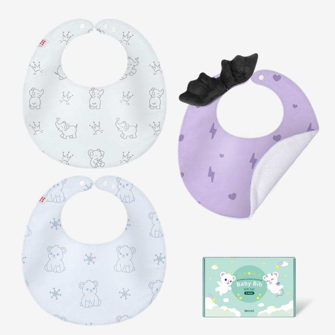 Baby Bibs 3-Pack Gift Set - Little Devil-Hecceibear &amp; Snackyphant