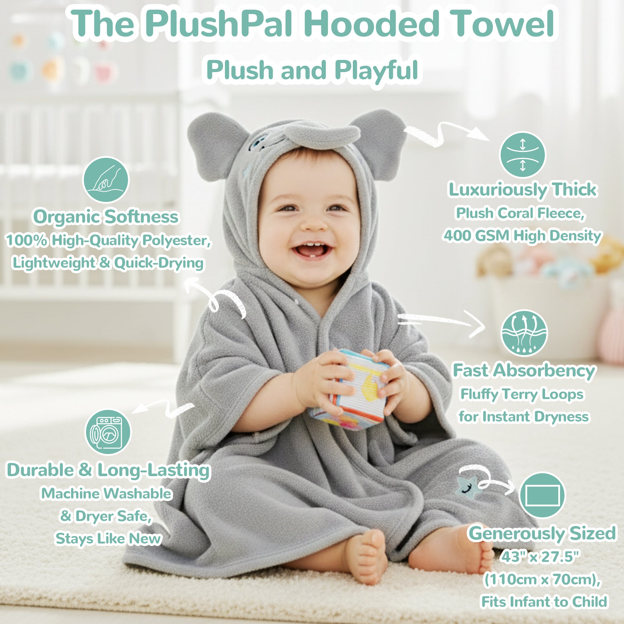 HoodieHug™ Baby Towel - Snackyphant