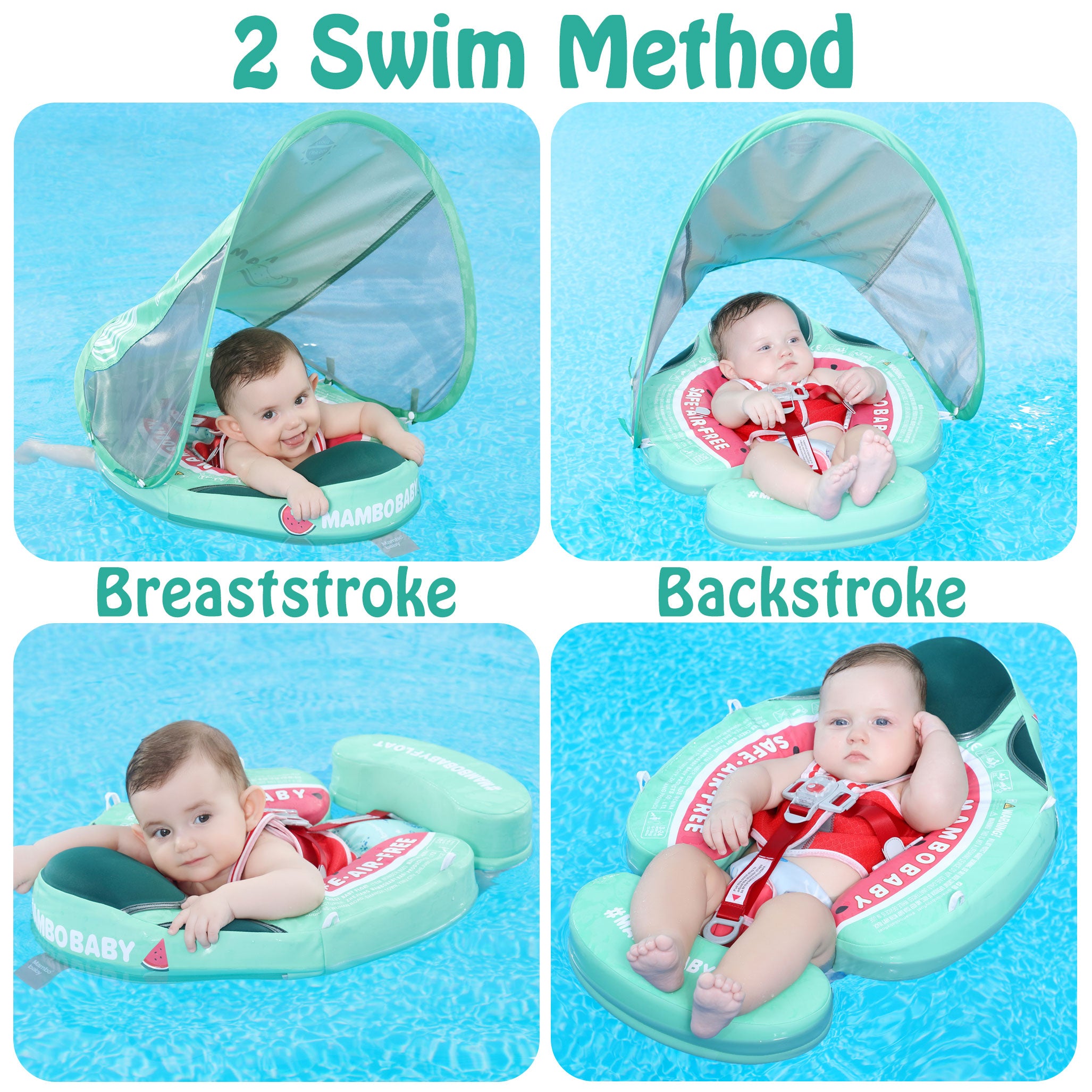 Mambobaby Baby Swim Float Watermelon with Canopy