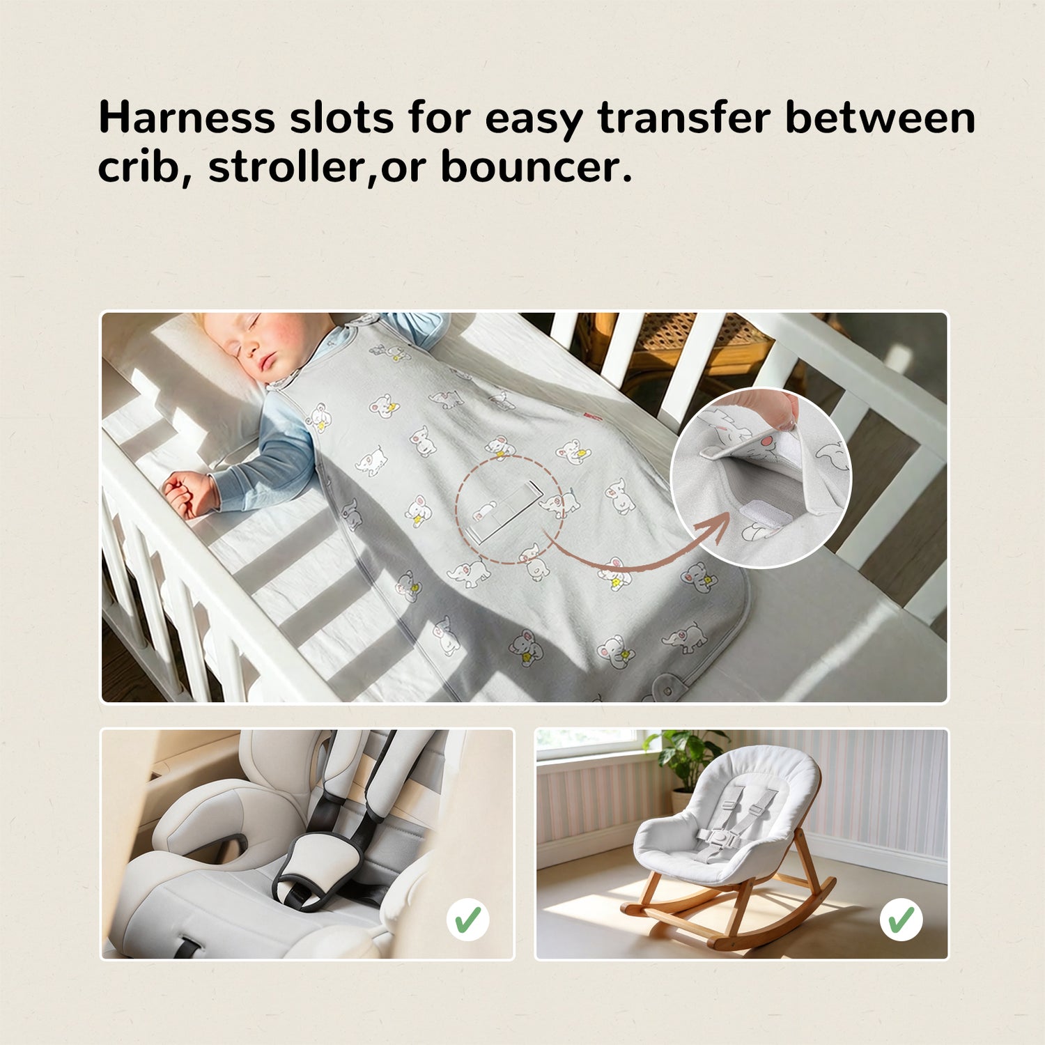 All-Season Merino Sleep sack - Snackyphant Grey