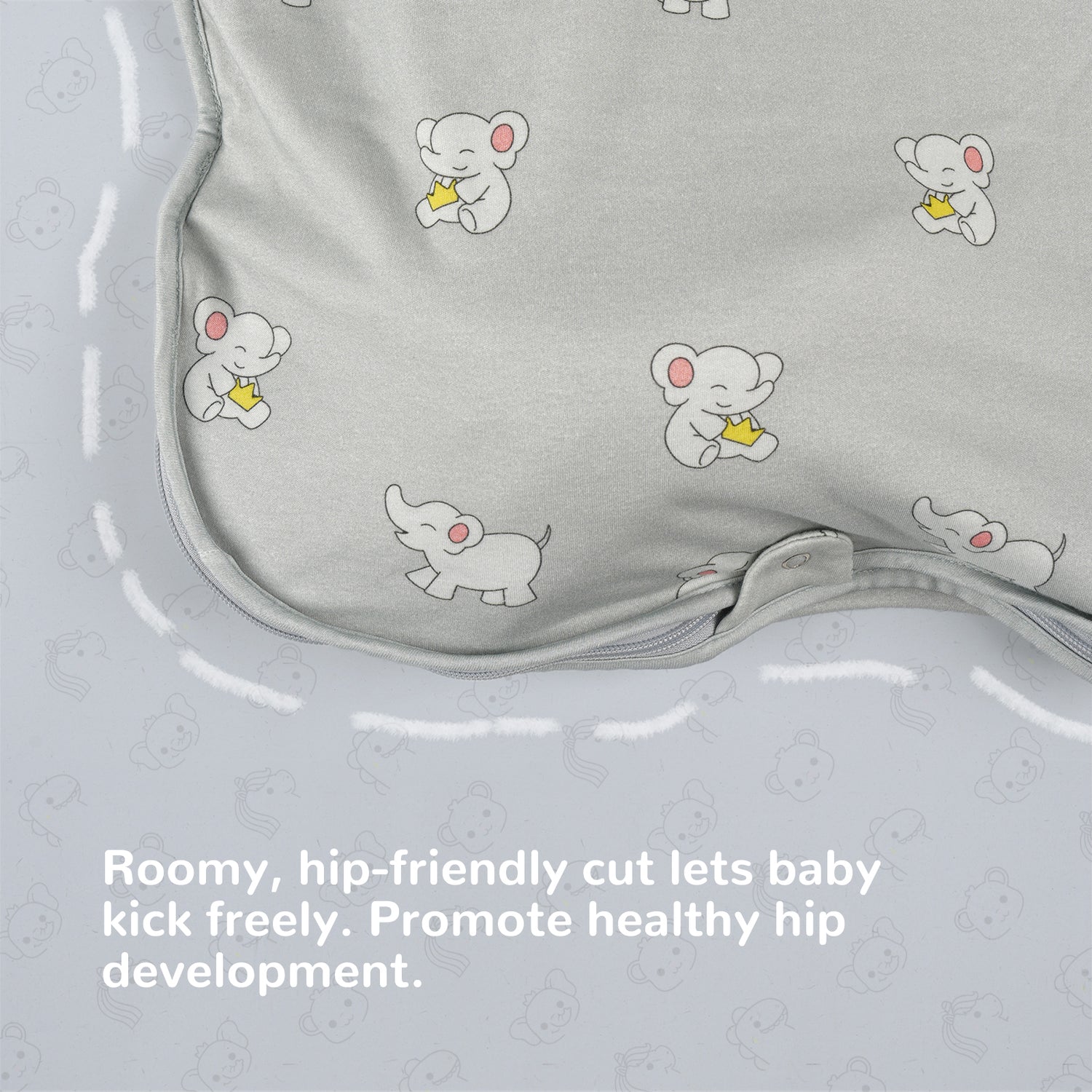 All-Season Merino Sleep sack - Snackyphant Grey