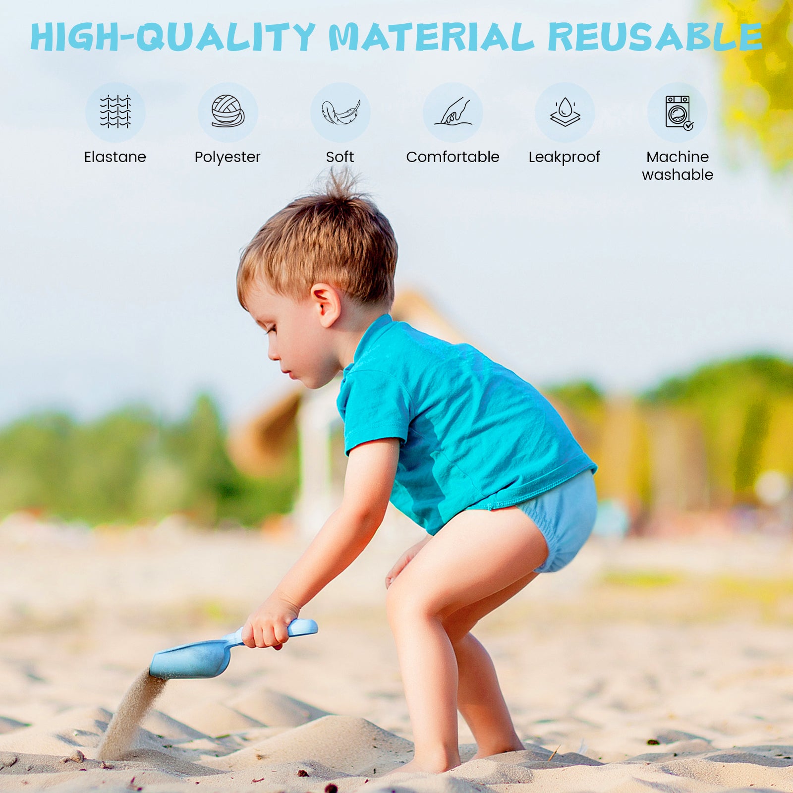 Reusable Swim Diaper (5 Sizes) - Blue