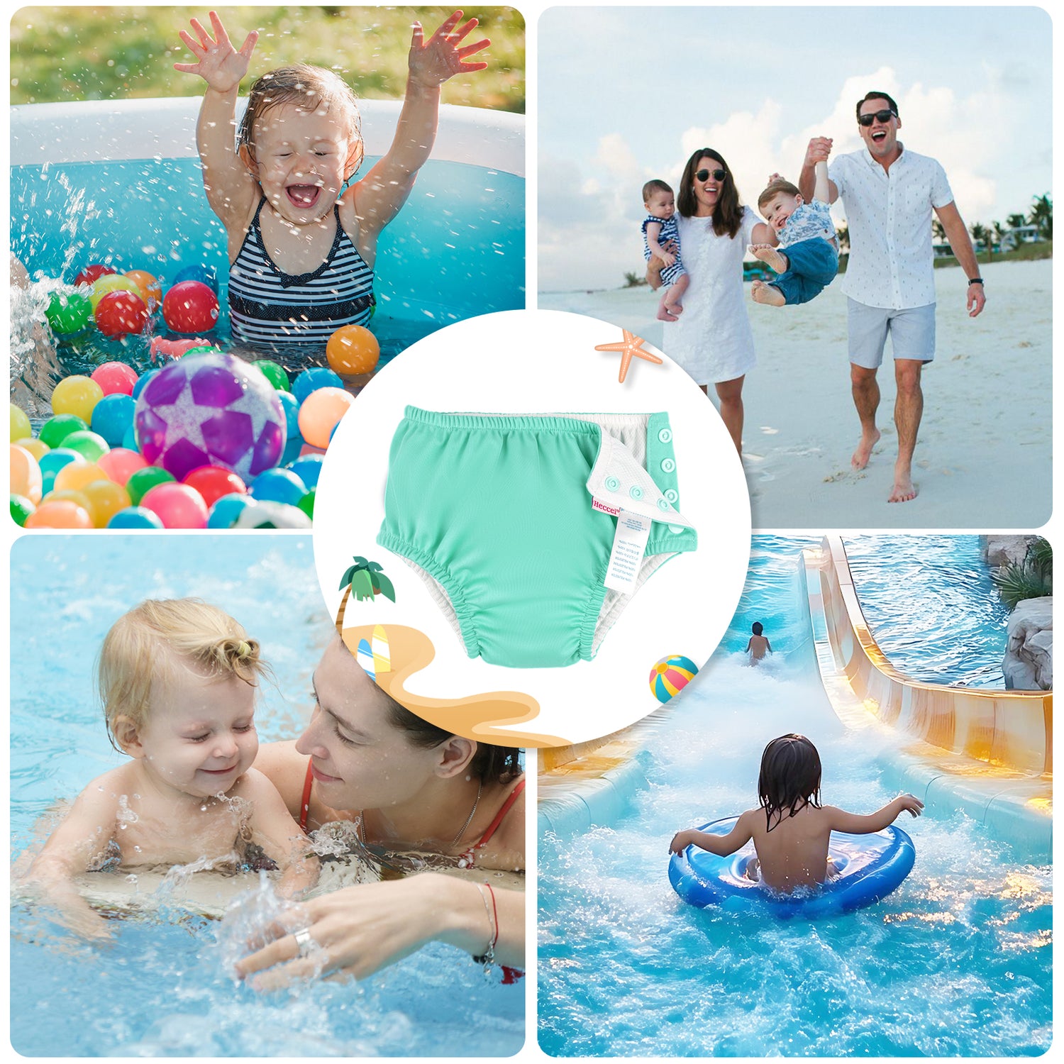 Reusable Swim Diaper (5 Sizes) - Green