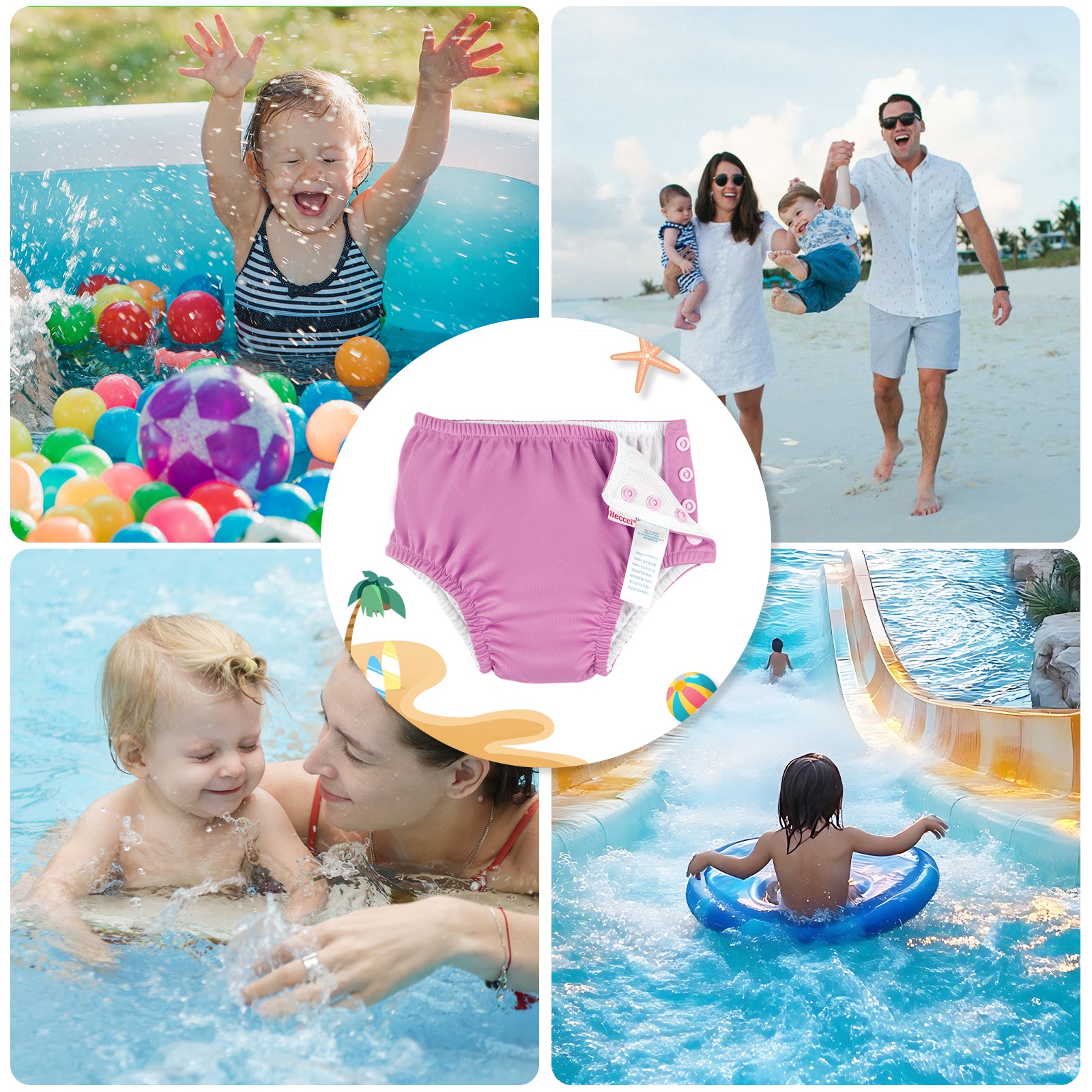 Reusable Swim Diaper (5 Sizes) - Pink