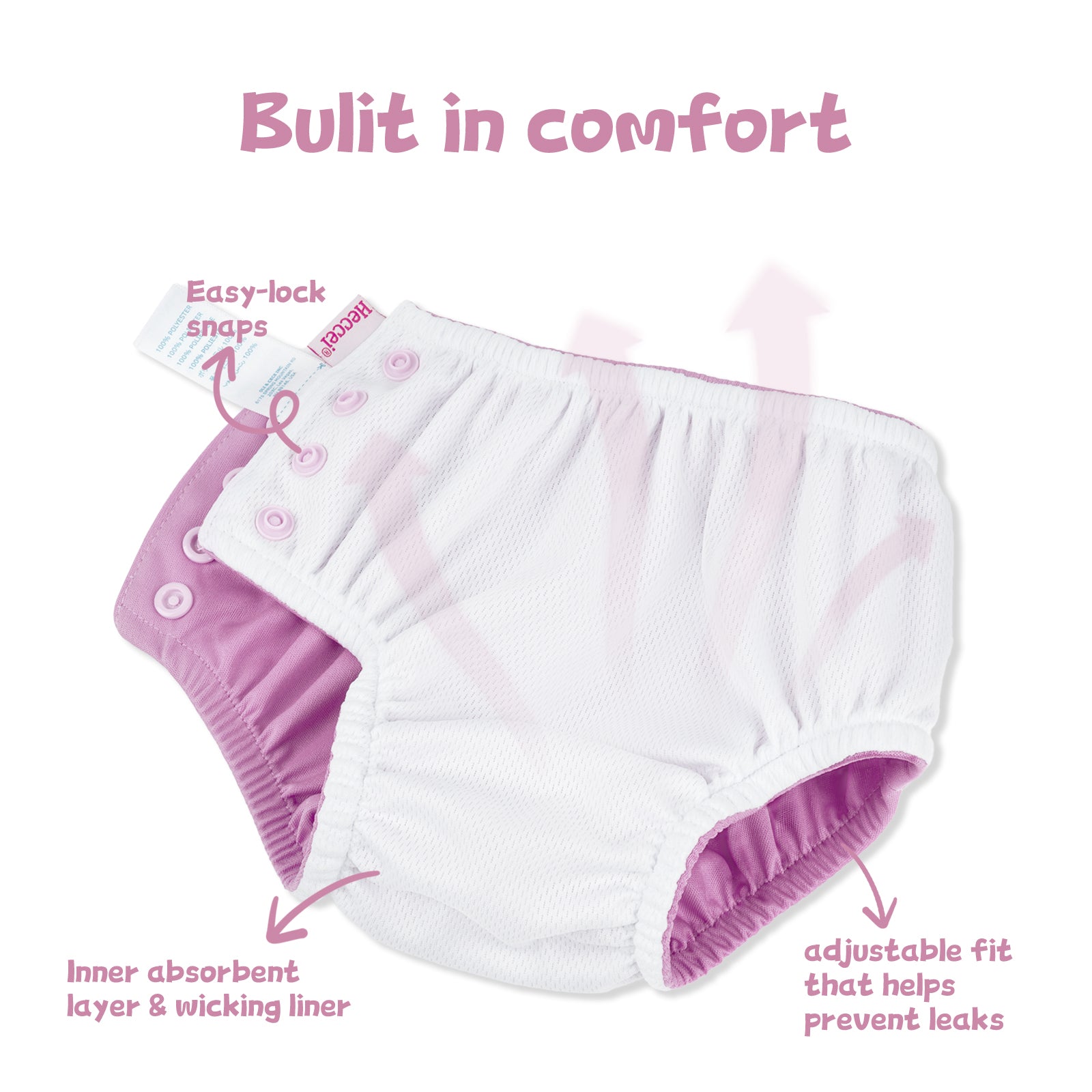 Reusable Swim Diaper (5 Sizes) - Pink
