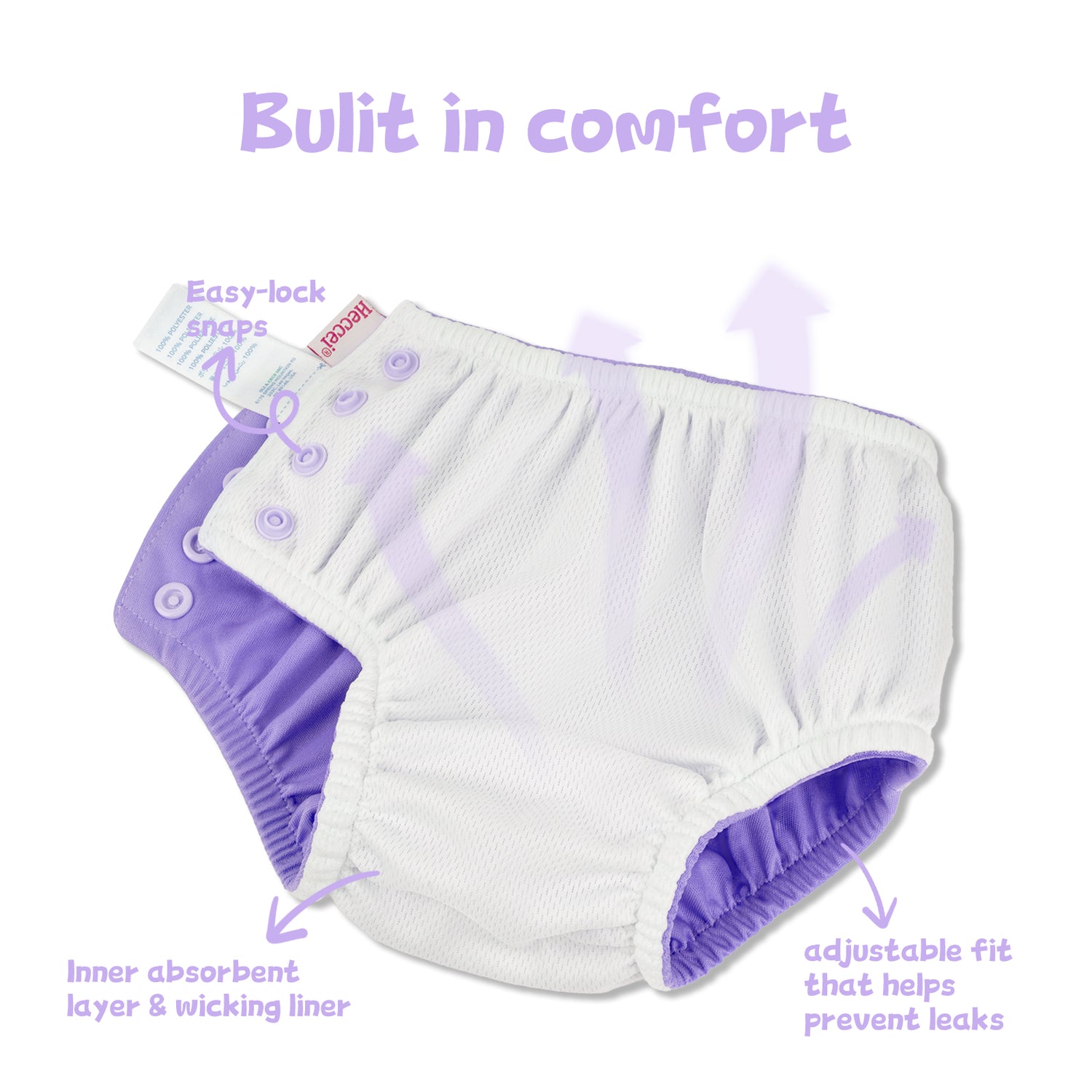 Reusable Swim Diaper (5 Sizes) - Purple