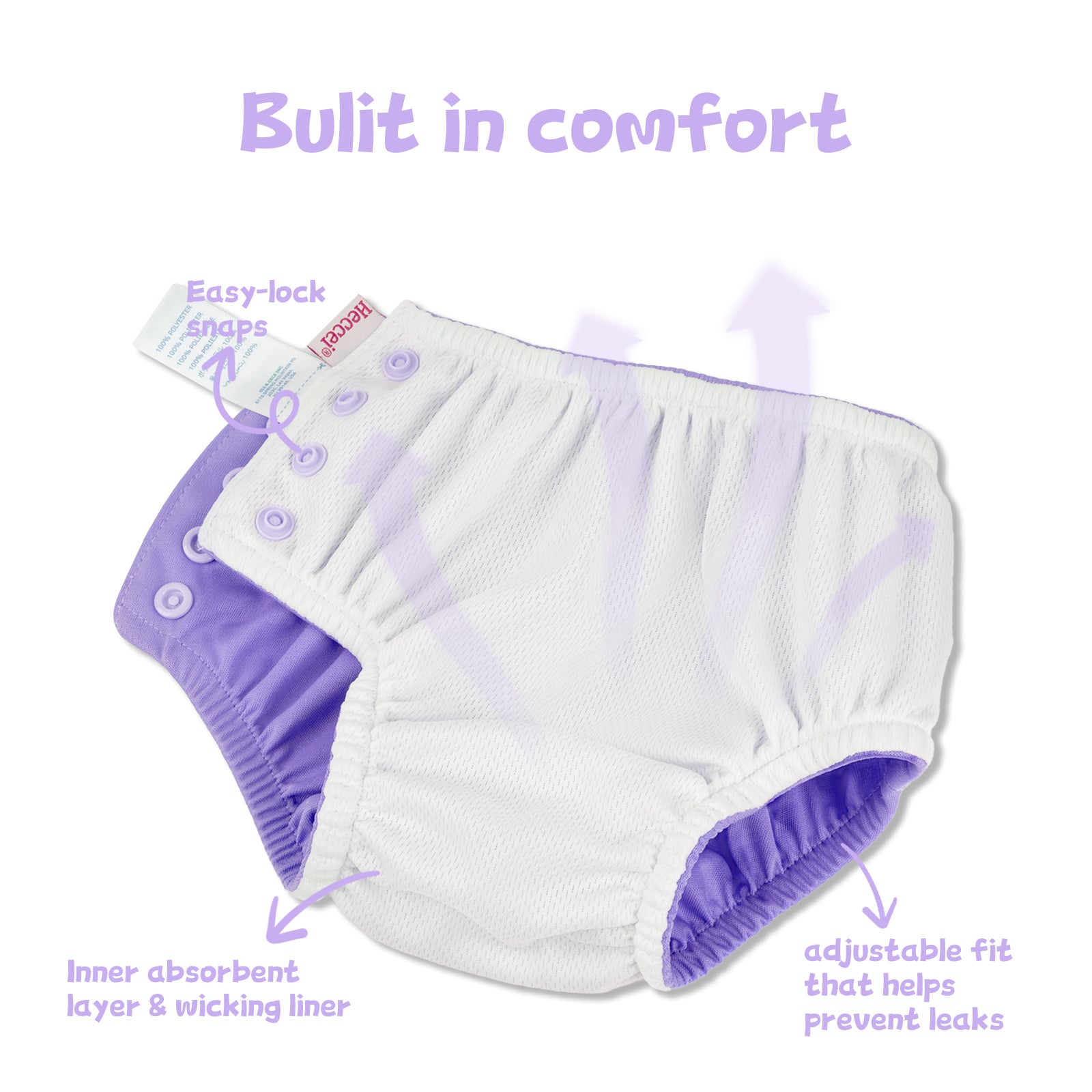 Reusable Swim Diaper (5 Sizes) - Purple
