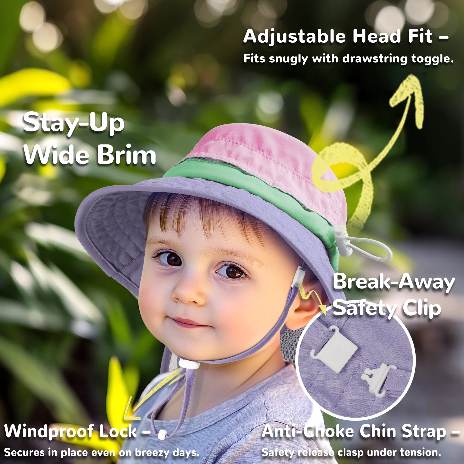 SkyCandy Sun Hat with Neck Flap - Pink