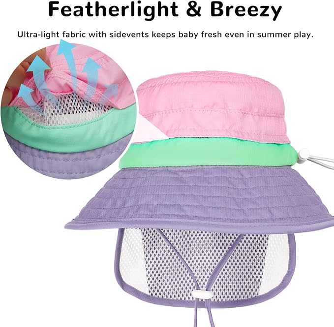 SkyCandy Sun Hat with Neck Flap - Pink