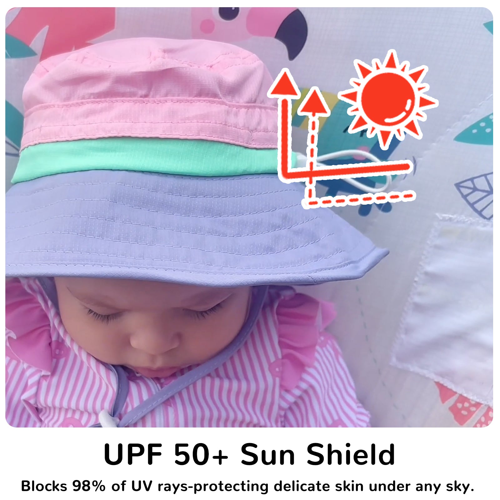 SkyCandy Sun Hat with Neck Flap - Pink