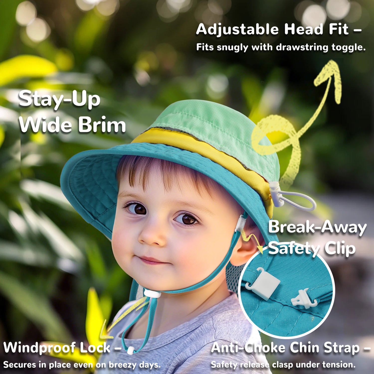 SkyCandy Sun Hat with Neck Flap - Green