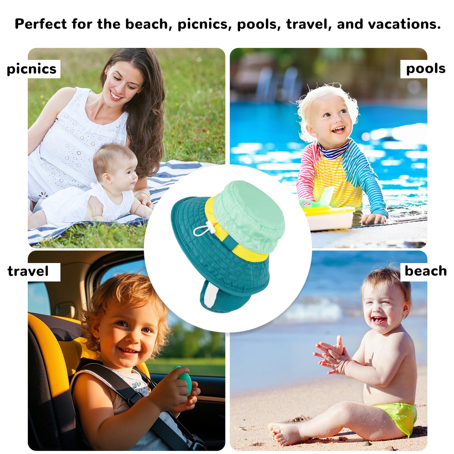 SkyCandy Sun Hat with Neck Flap - Green