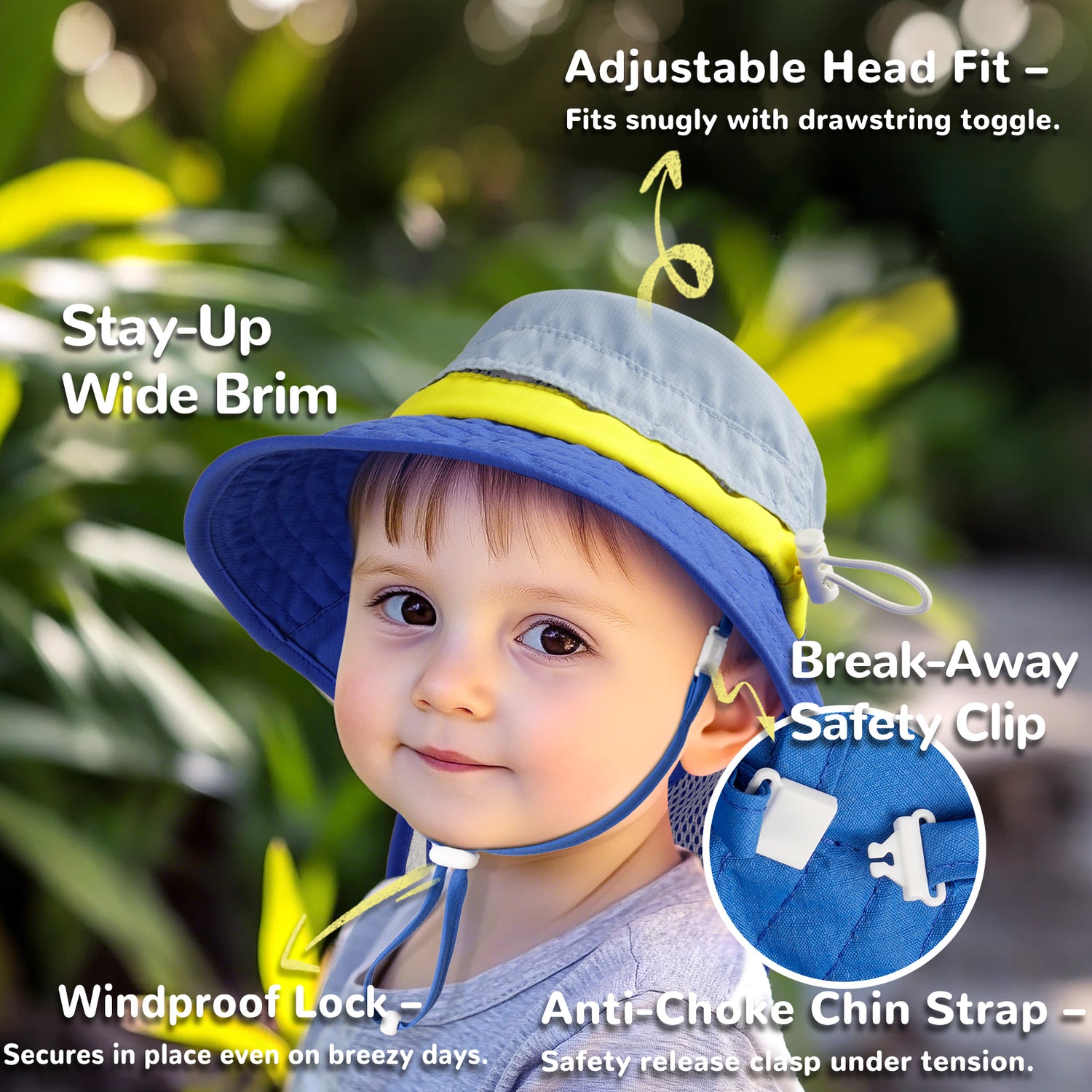 SkyCandy Sun Hat with Neck Flap - Blue