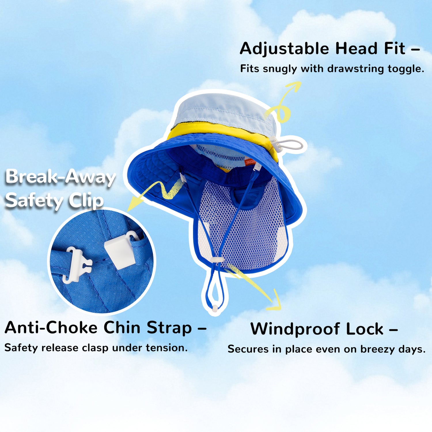 SkyCandy Sun Hat with Neck Flap - Blue