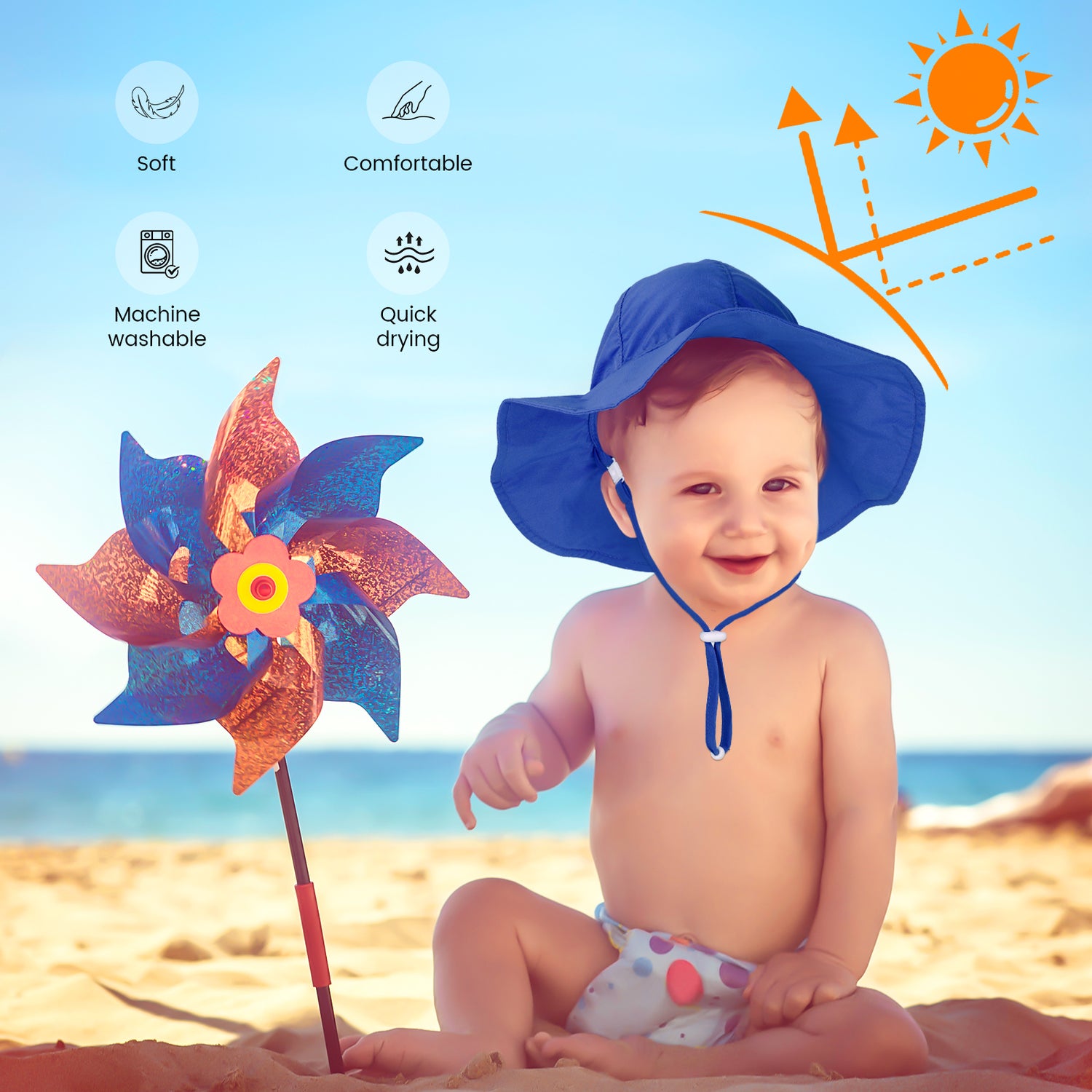 WhaleFold™ Baby Sun Hat - Blue