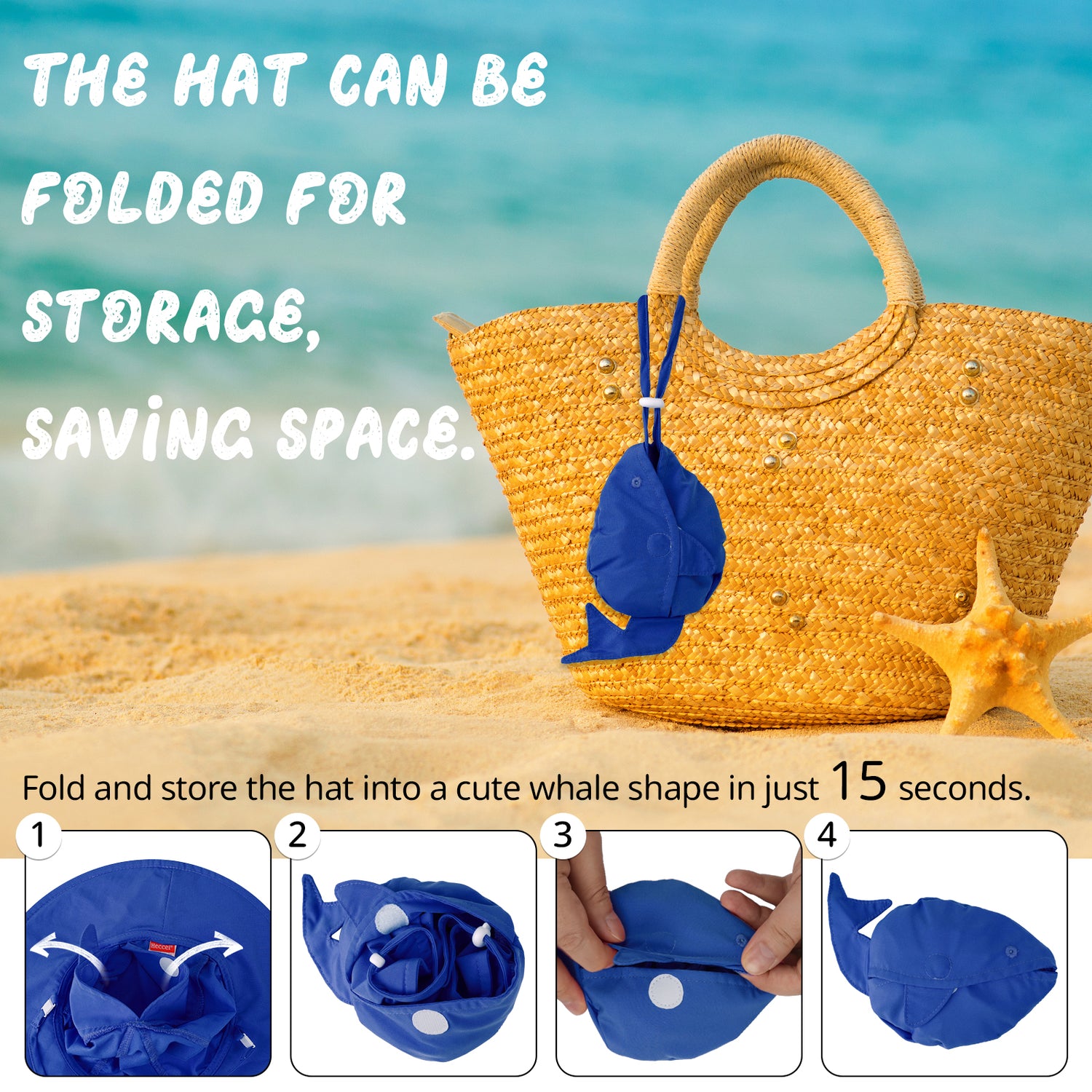 WhaleFold™ Baby Sun Hat - Blue