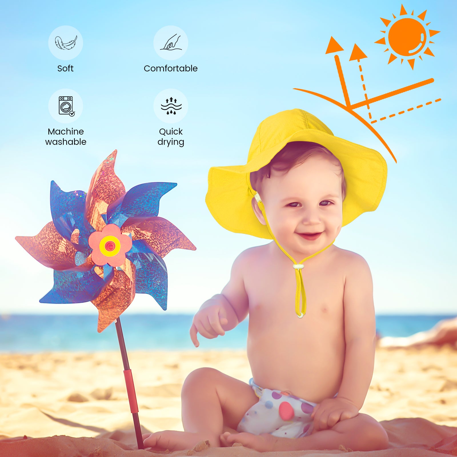WhaleFold™ Baby Sun Hat - Yellow