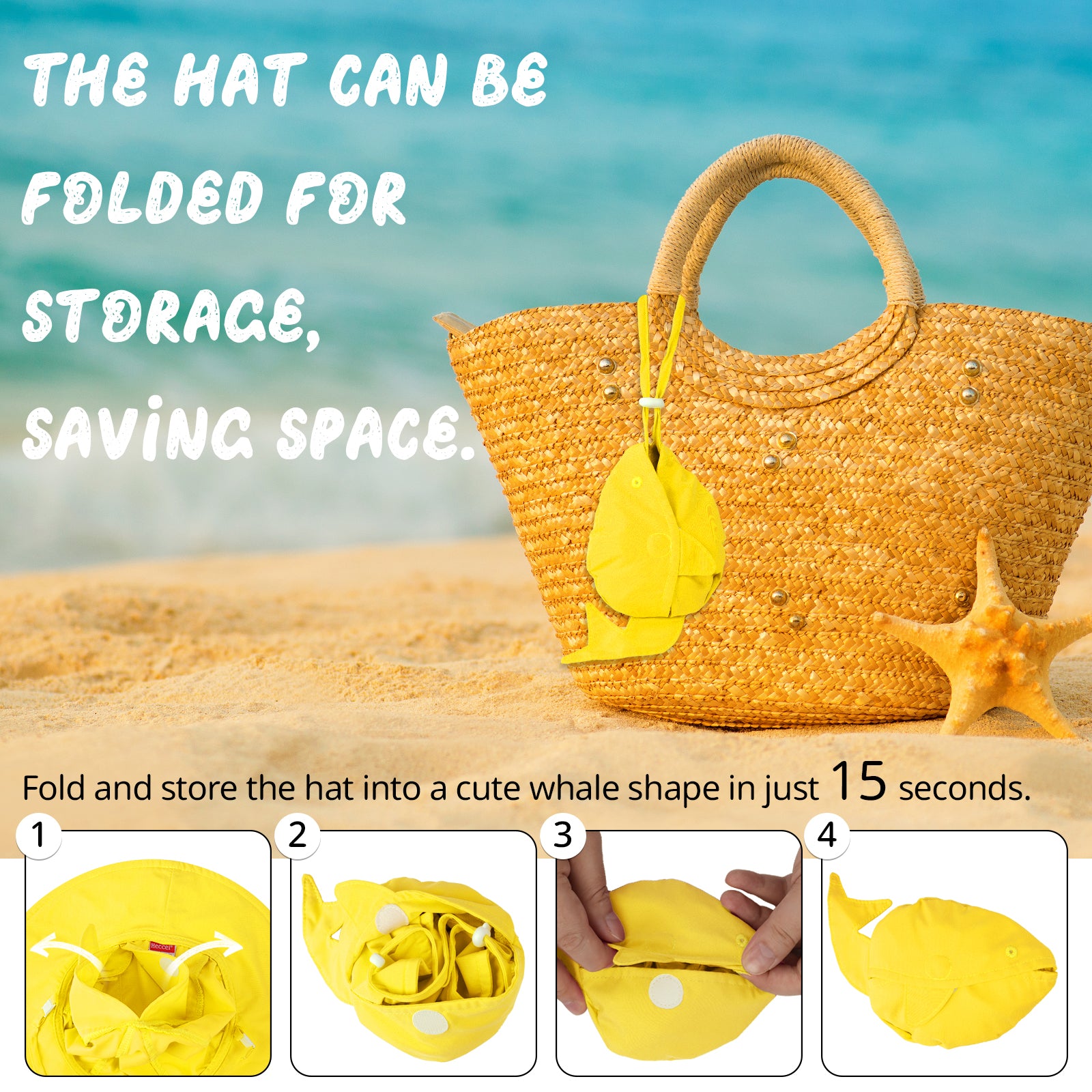 WhaleFold™ Baby Sun Hat - Yellow