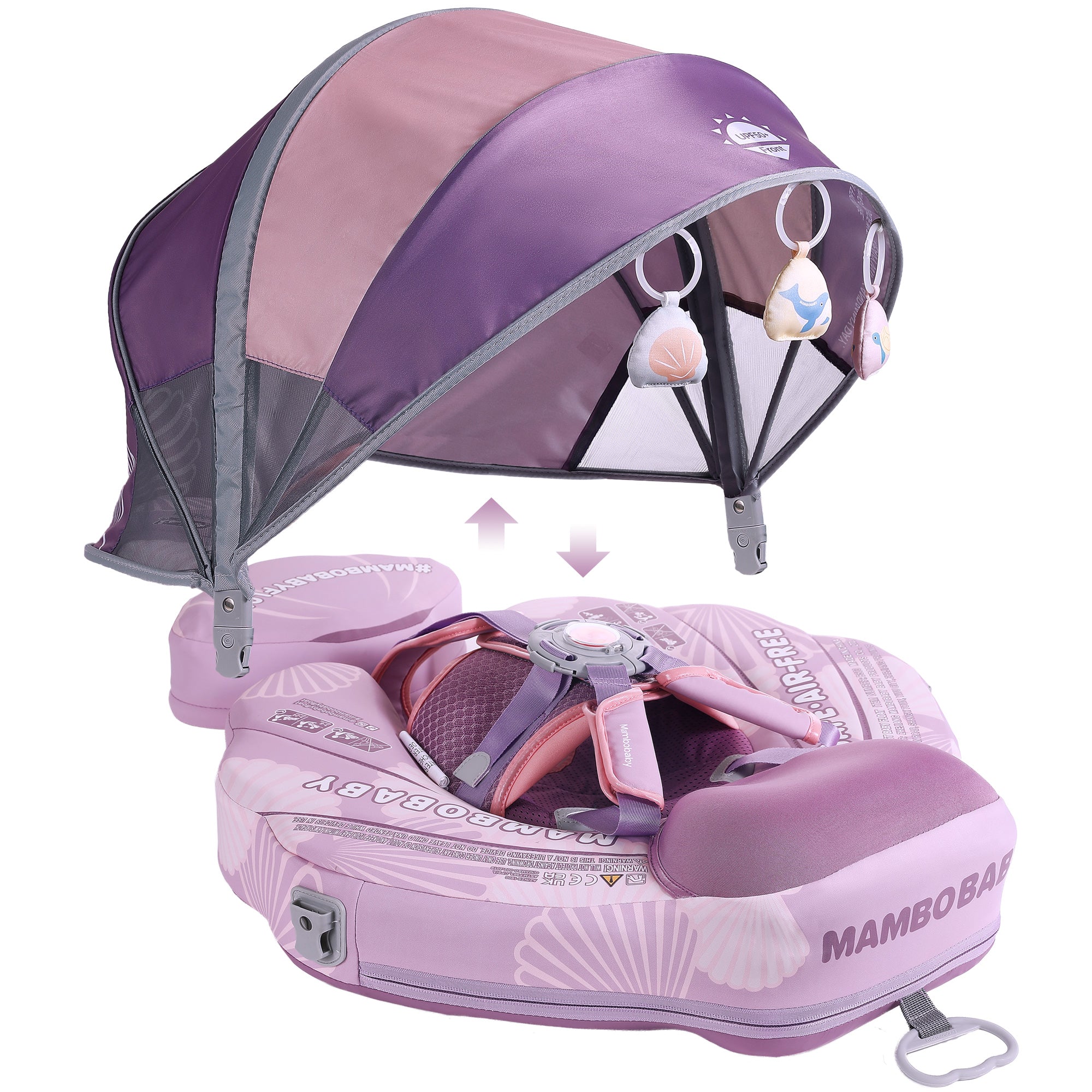 FoamCore™ Ultra Canopy Baby Float – Seashell Lavender (3–24 Months