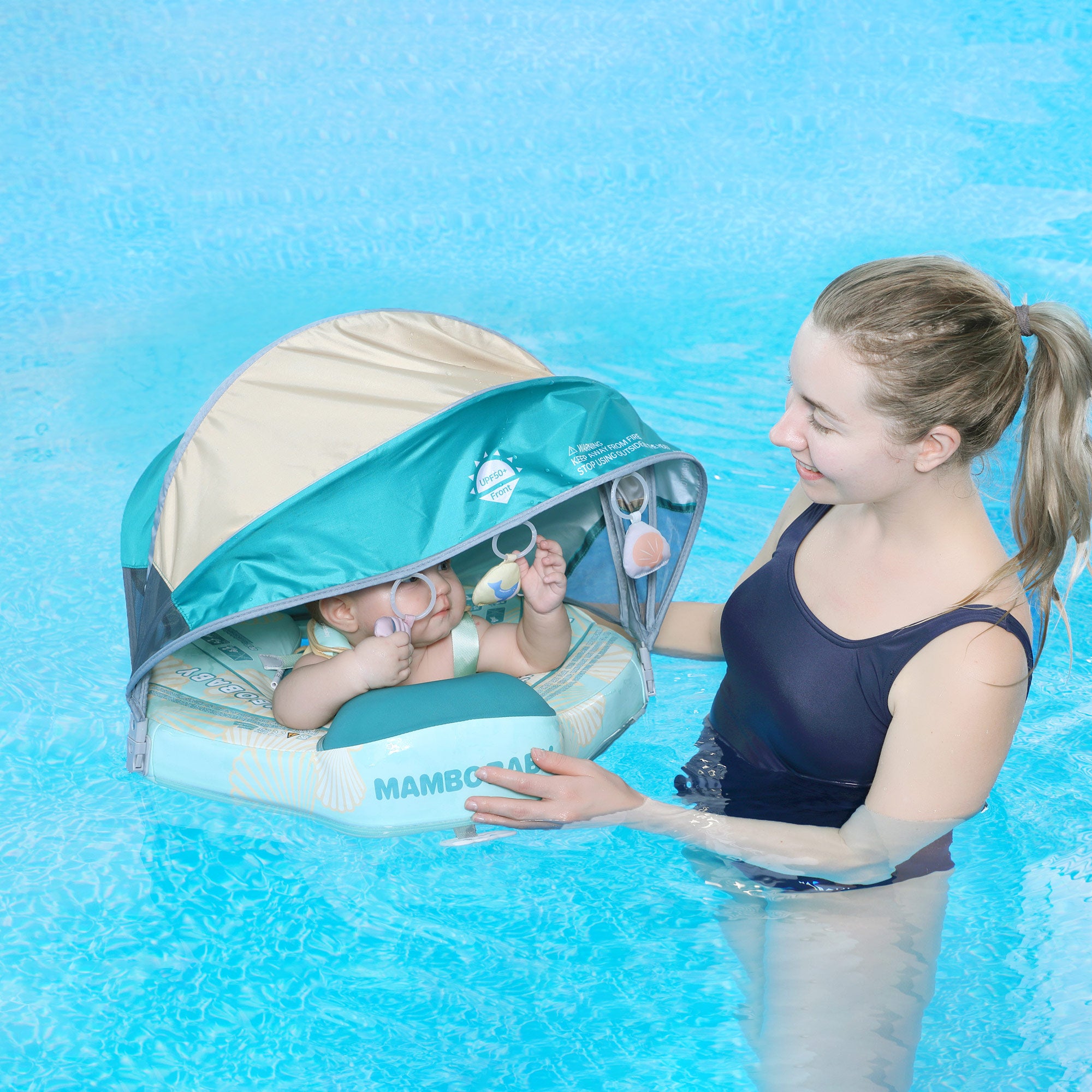 FoarmCore™ Baby Float Seashell with 3D UPF 50+ Sun Canopy