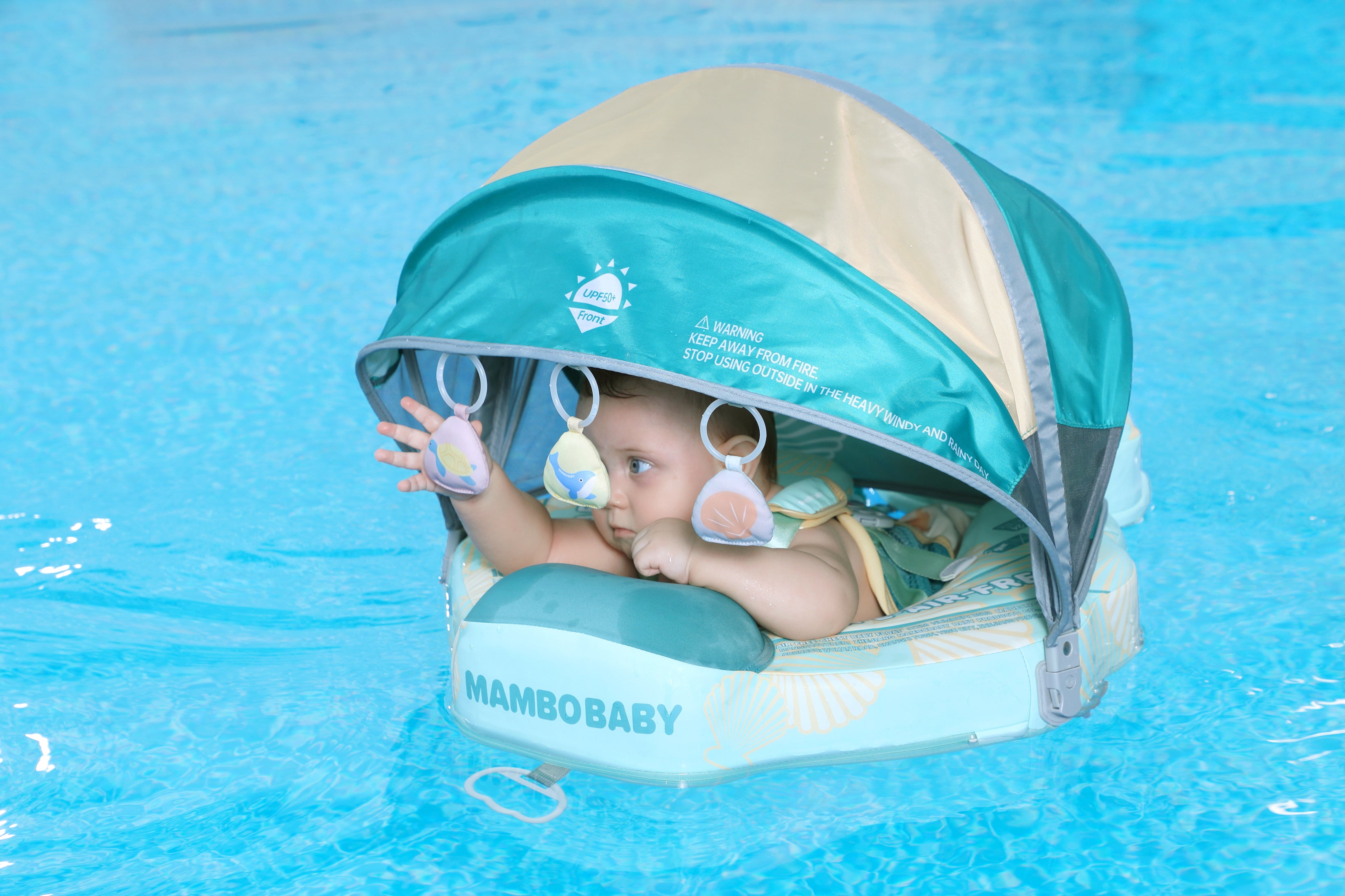 FoarmCore™ Baby Float Seashell with 3D UPF 50+ Sun Canopy