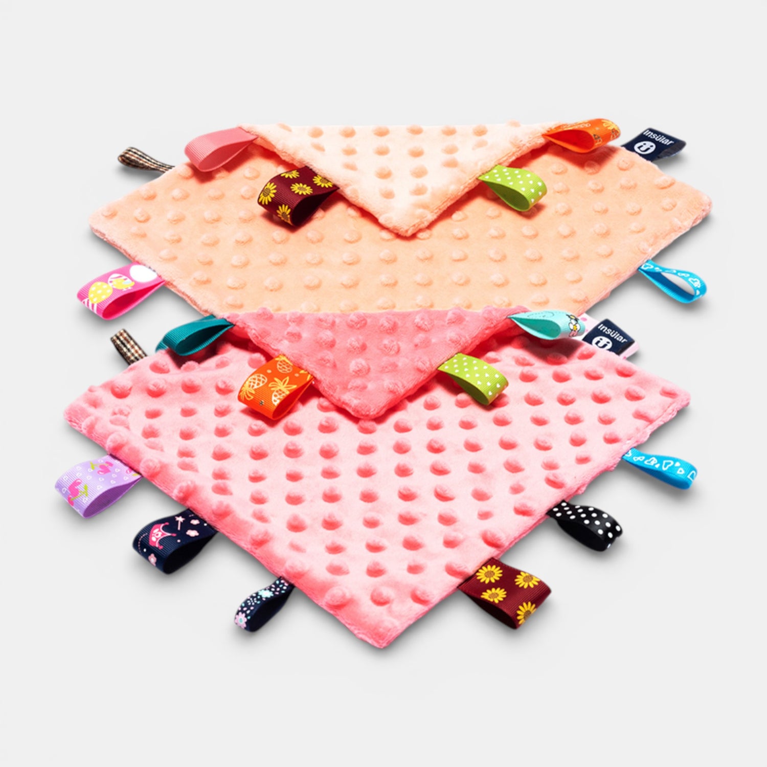 Baby Soothing Security Blankets - Orange + Pink(2-Pack)
