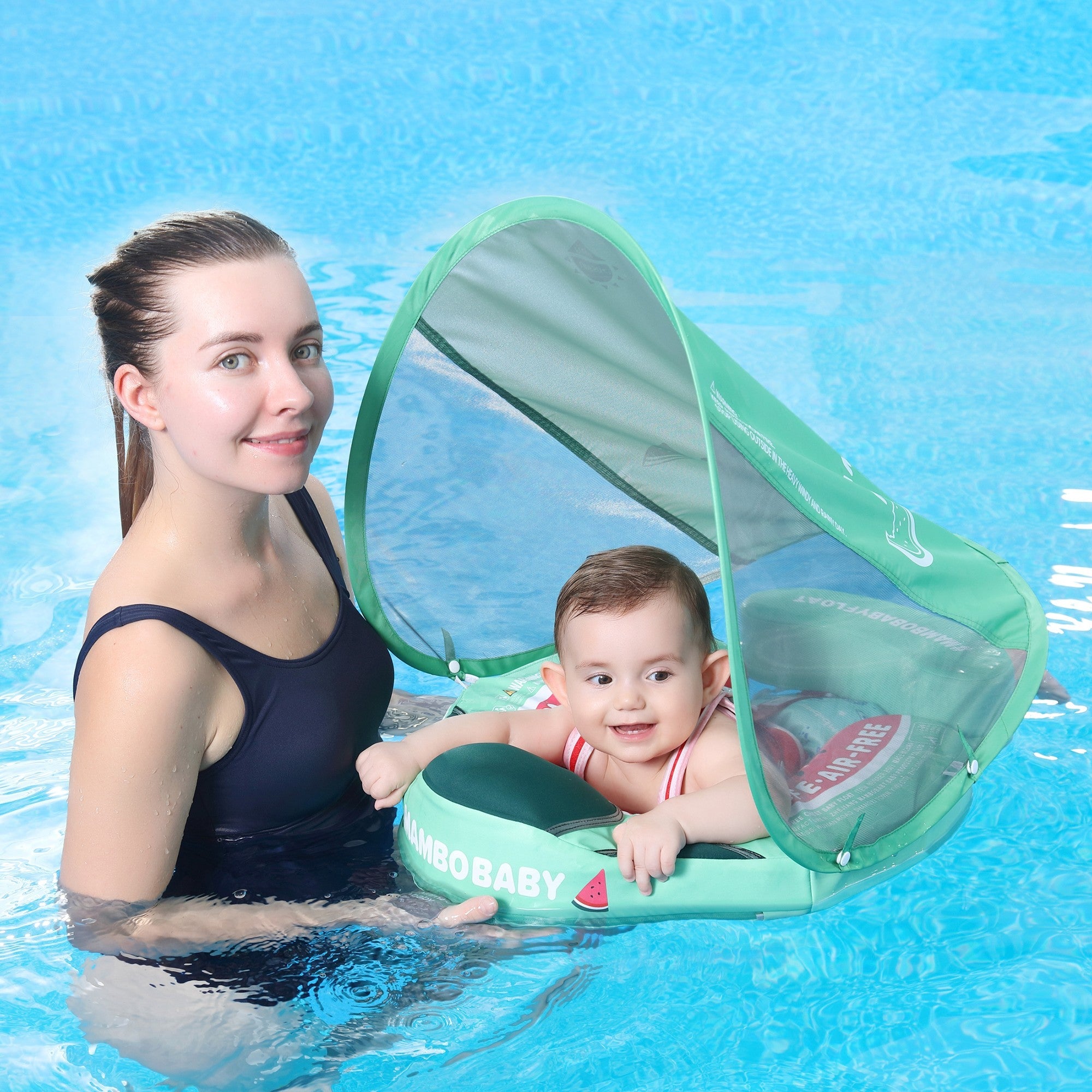 Mambobaby Baby Swim Float Watermelon with Canopy