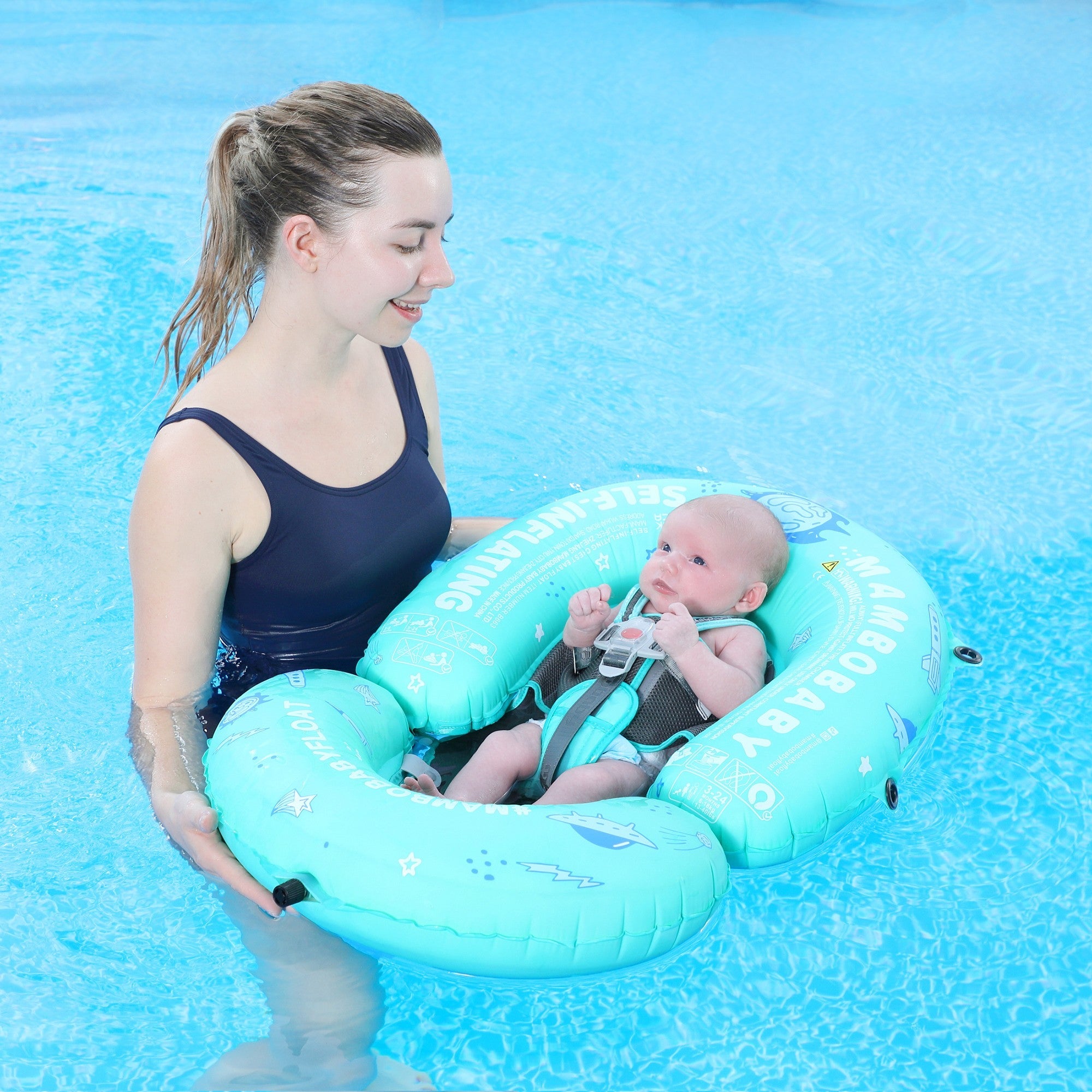 Mambobaby Self-Inflating Swim Float with Canopy