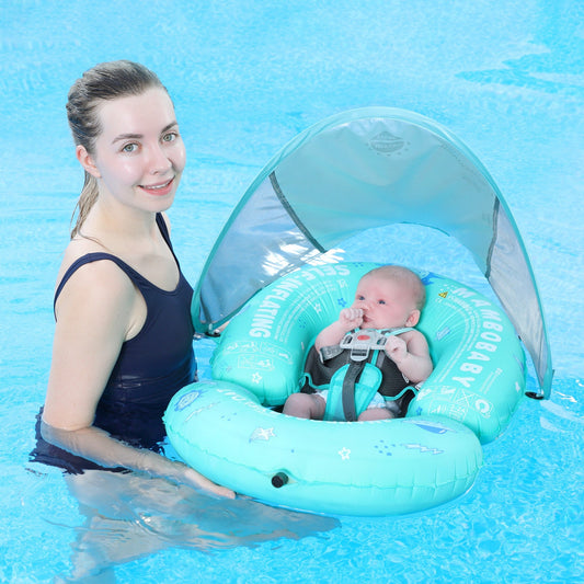 Mambobaby Self-Inflating Baby Swim Float with Canopy