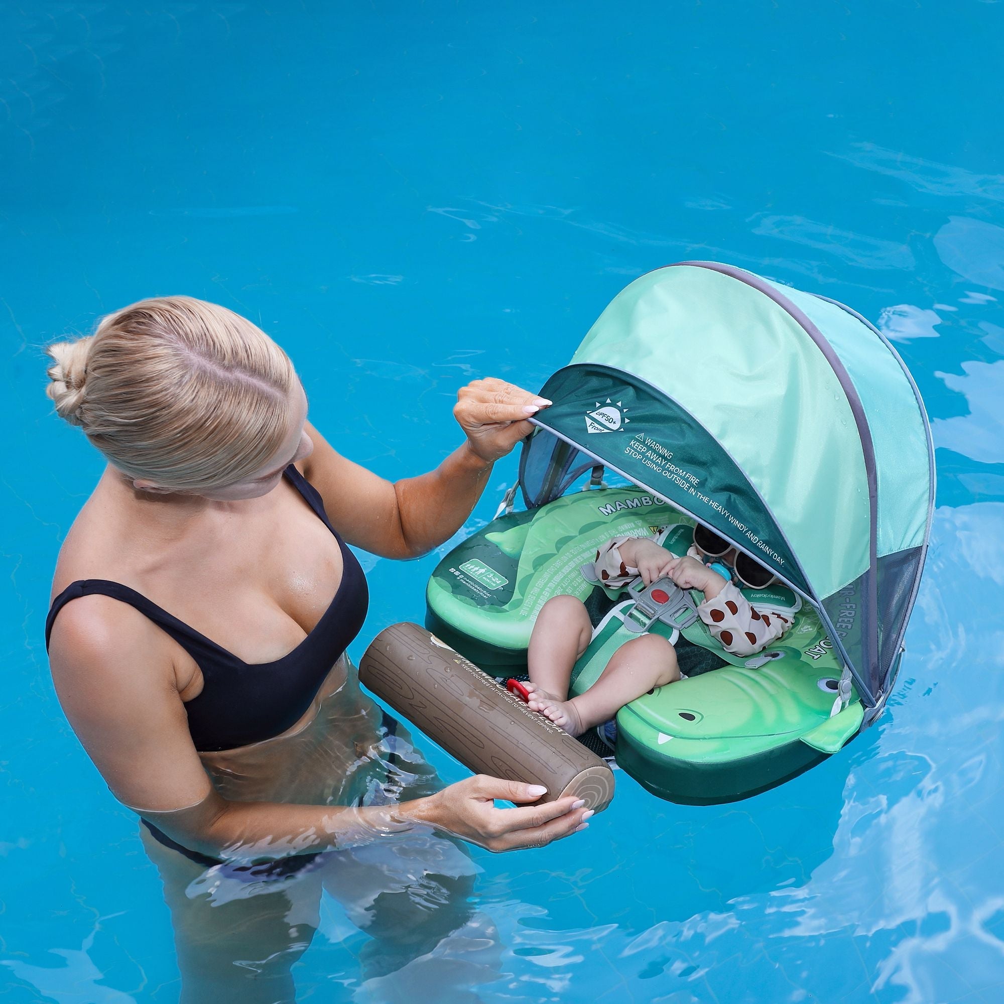 FoarmCore™ Baby Float Crocodiles with 3D UPF 50+ Sun Canopy