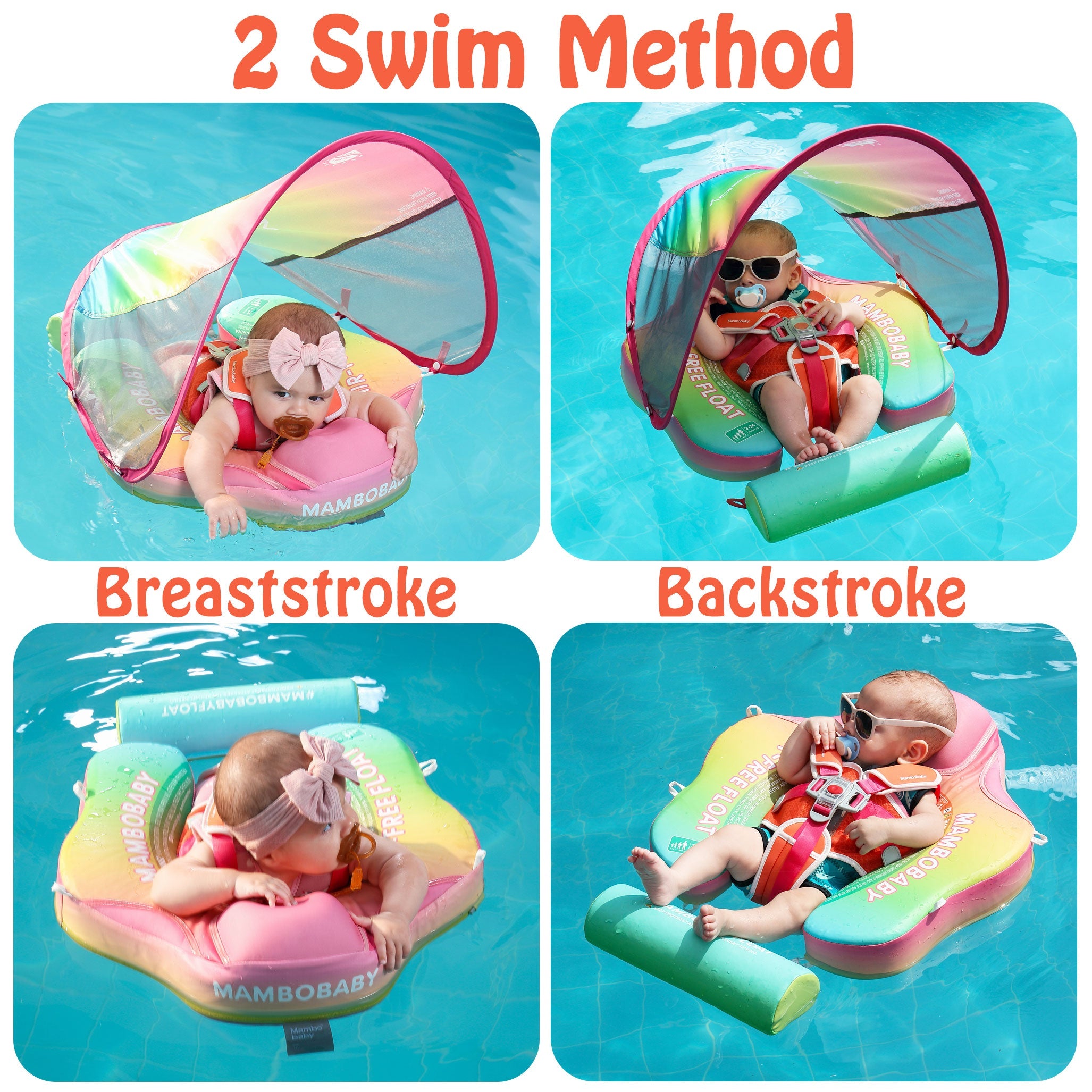 FoarmCore™ Baby Float Rainbow with UPF 50+ Sun Canopy