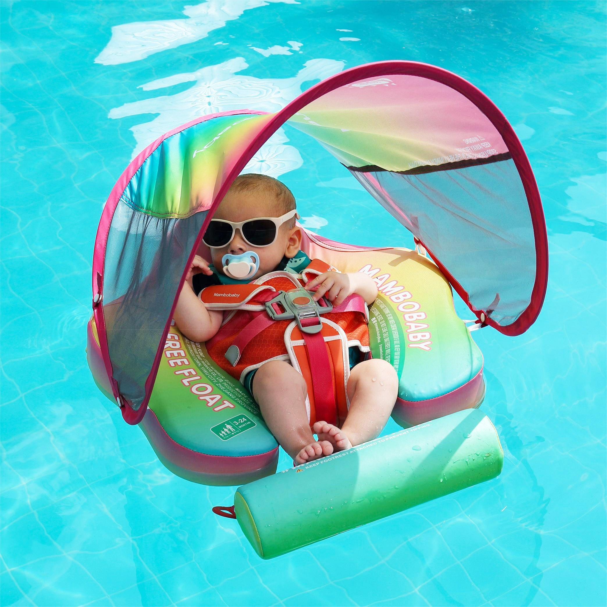 FoarmCore™ Baby Float Rainbow with UPF 50+ Sun Canopy